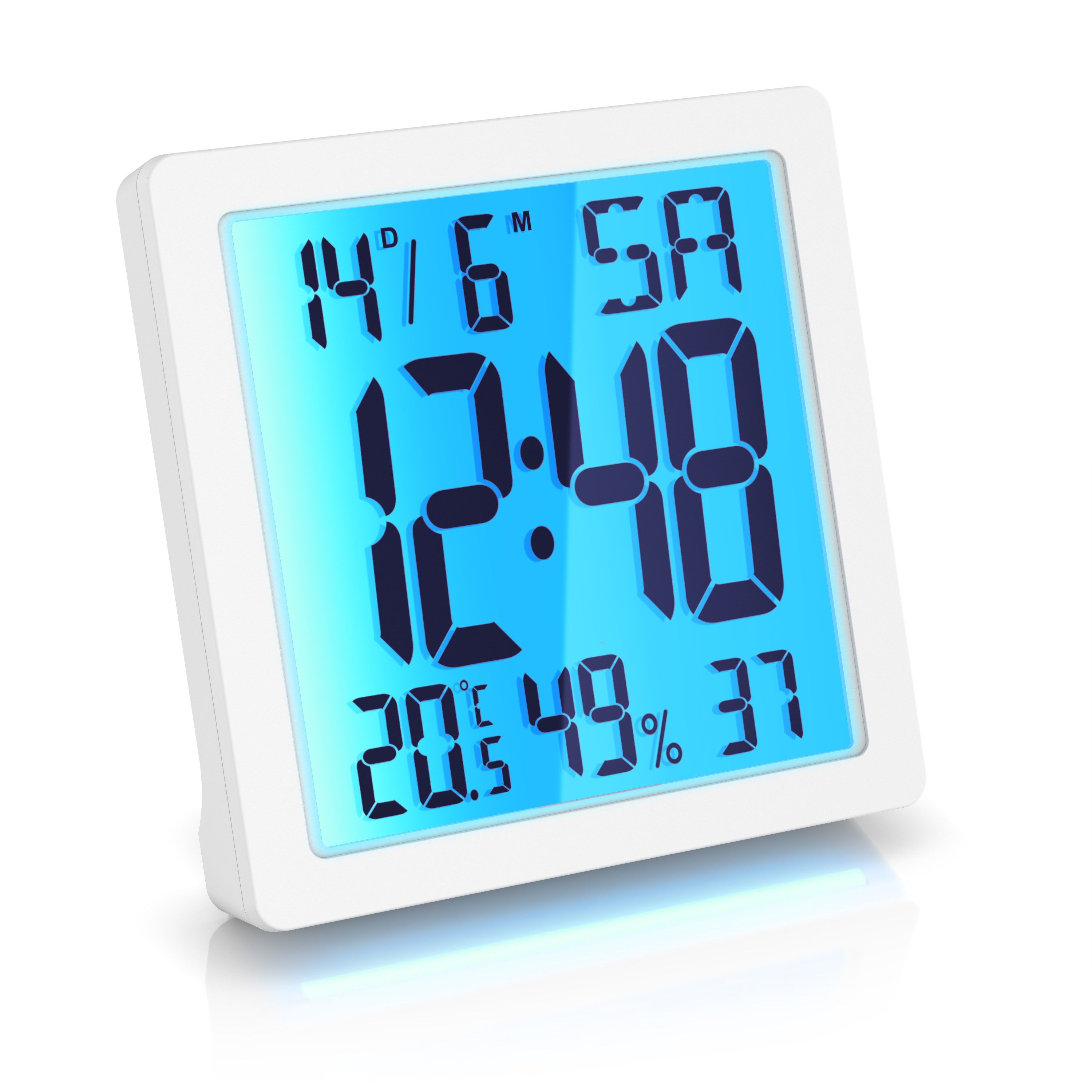 Wecker digital, Licht, Temperatur, Luftfeuchtigkeit, Datum, Uhrzeit, Snooze