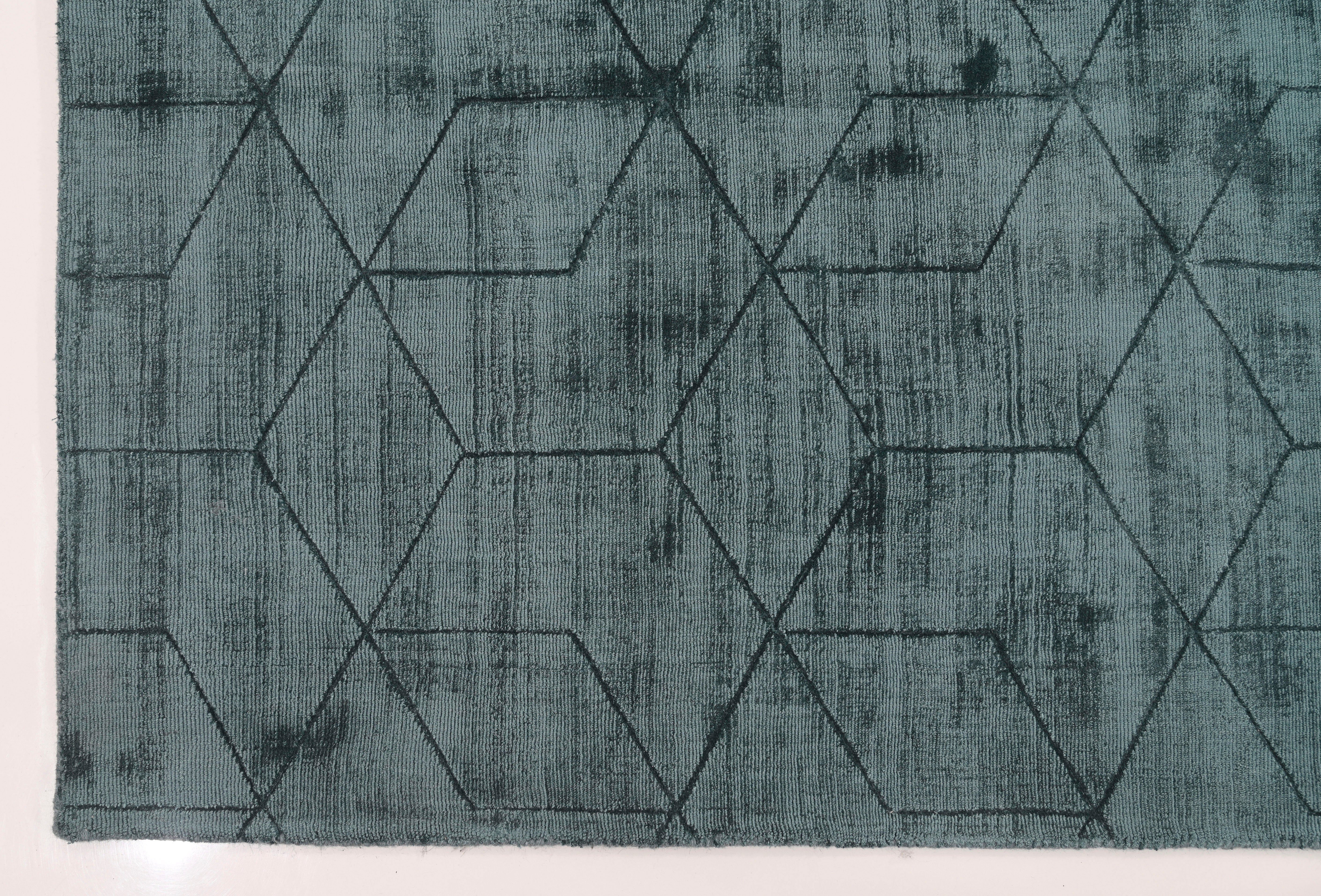 Kurzflorteppich glänzender Höhe: my 10 mm, Teppich rechteckig, elegant Manju, home, in teal Seiden-Optik