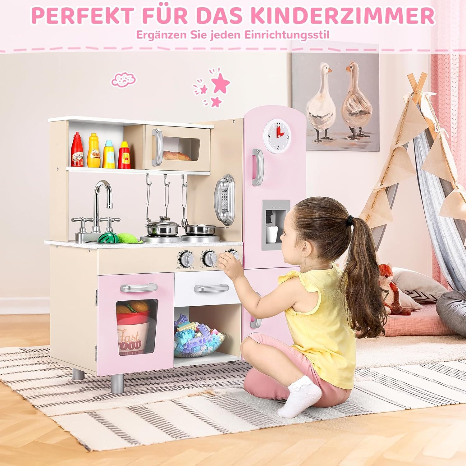 TLGREEN Spielküche mit Licht und Sound, Spielzeugküche für Kinder 81x74x30 günstig online kaufen