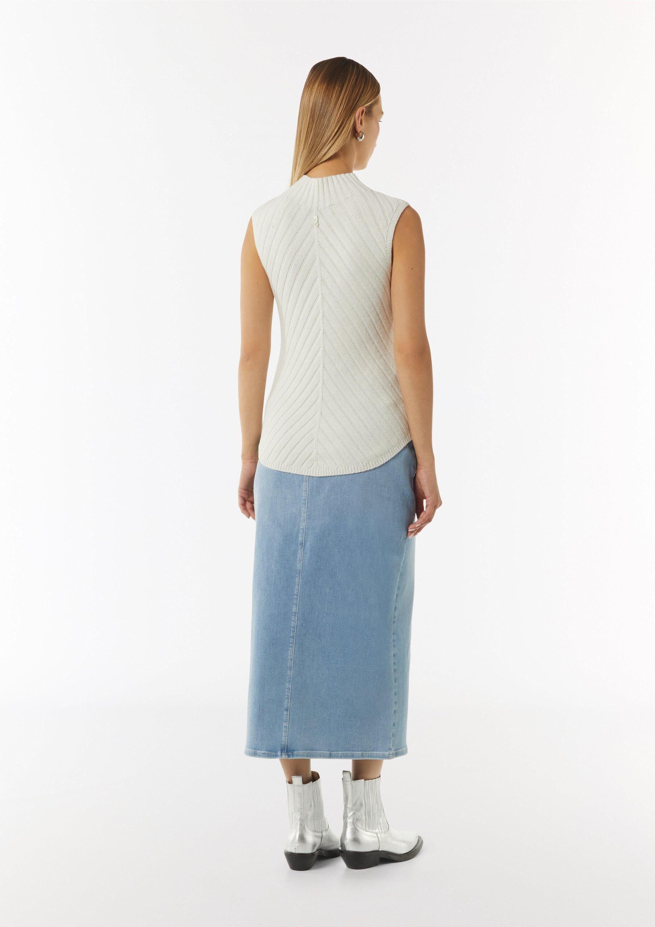 comma Rundhalspullover Strickpullunder Gerippter Strickpullunder mit Stehkragen
