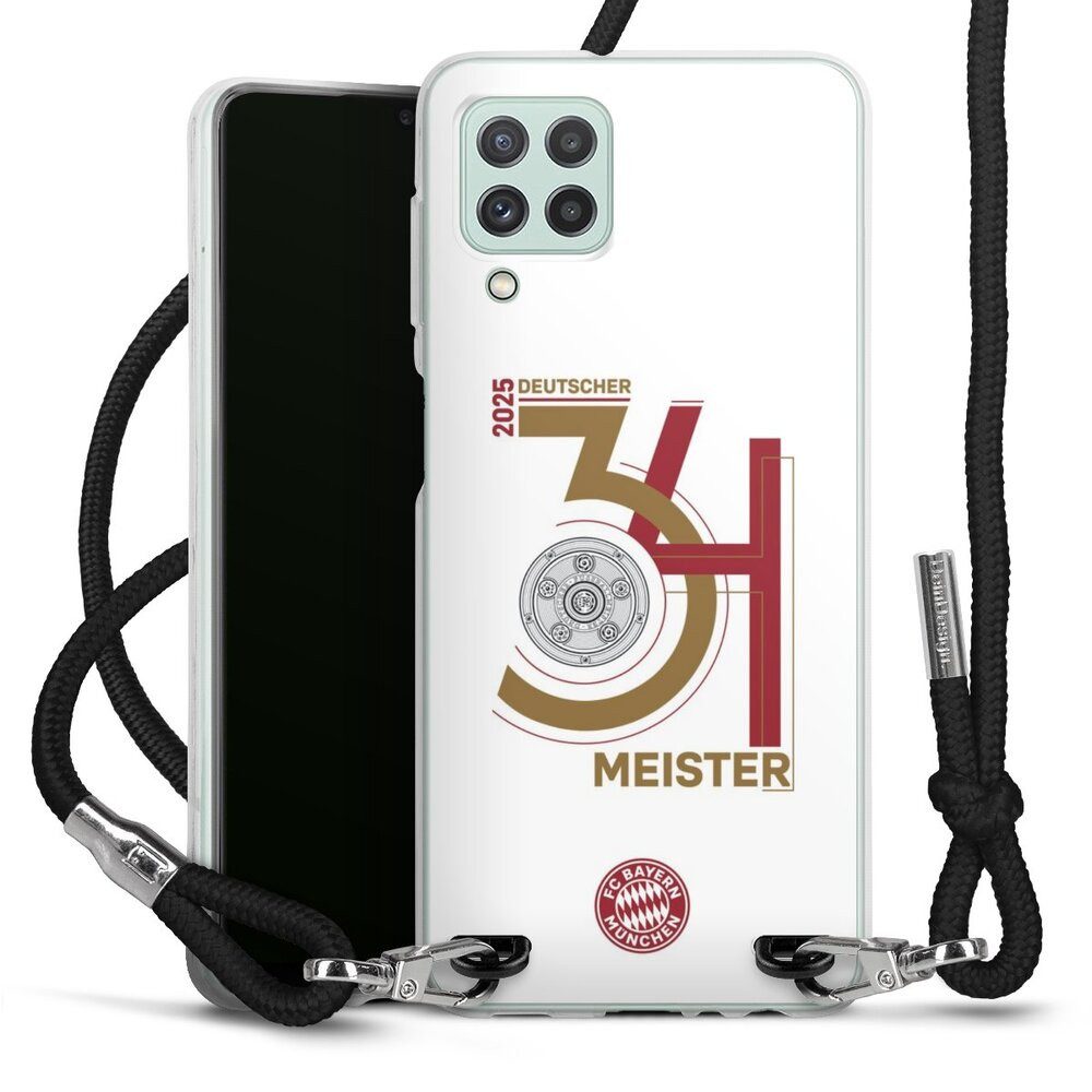 DeinDesign Handyhülle FC Bayern München Meister Offizielles Lizenzprodukt, Samsung Galaxy A22 4G Handykette Hülle mit Band Case zum Umhängen