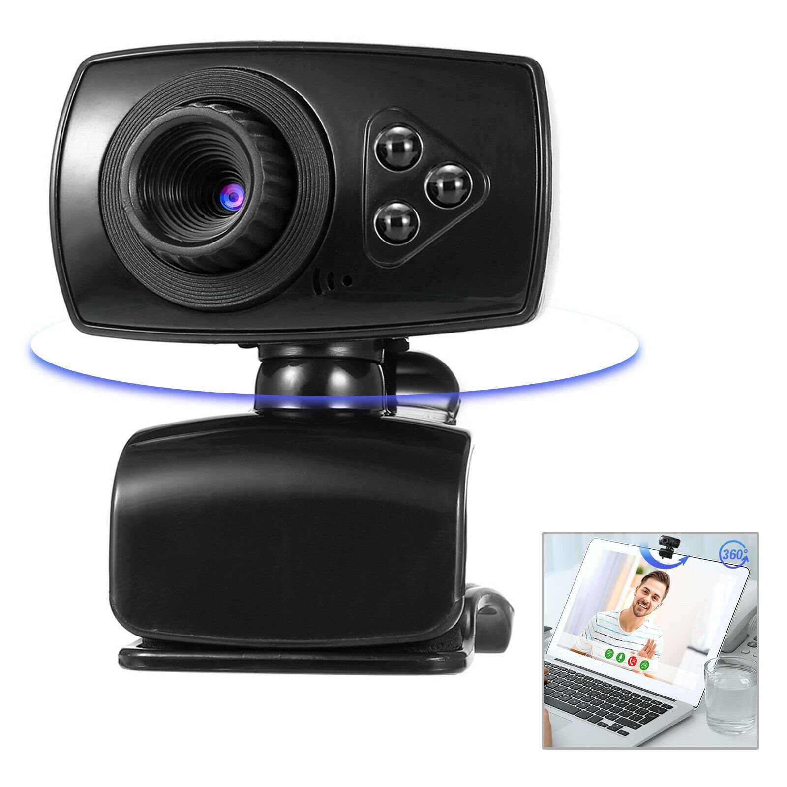 Fangqi »HD Webcam Kamera 480p & 30 fps, Eingebautes Mikrofon, Streaming  Webcam für PC/MAC/Desktop HD-Videoanruf, Plug & Play & drehbare Halterung,  Softwarekompatibilität Windows 2000 / XP / Related / Win8 / Vista