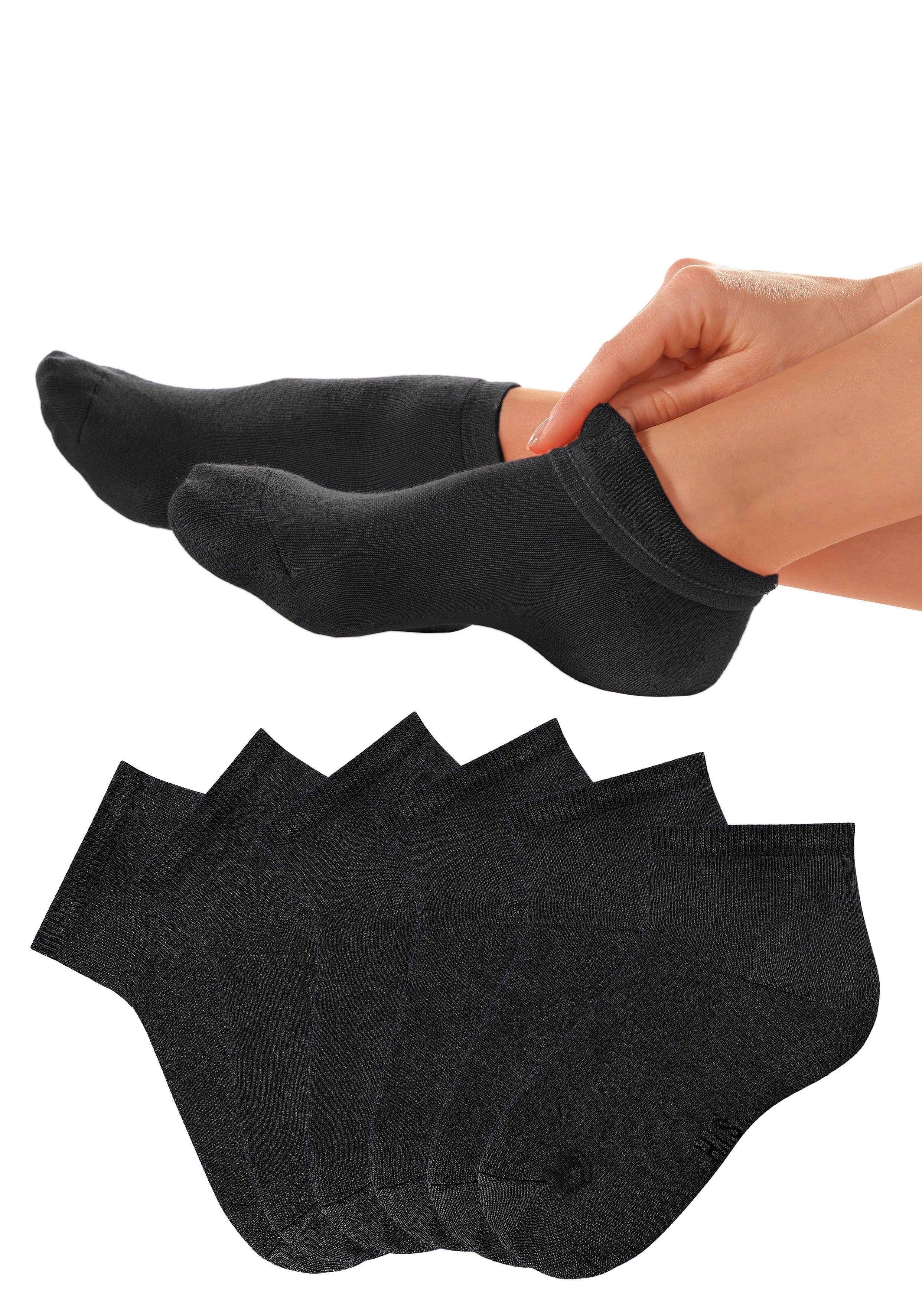 H.I.S Kurzsocken (Set, schwarz mit kuscheligem 6-Paar) Innenfrottee