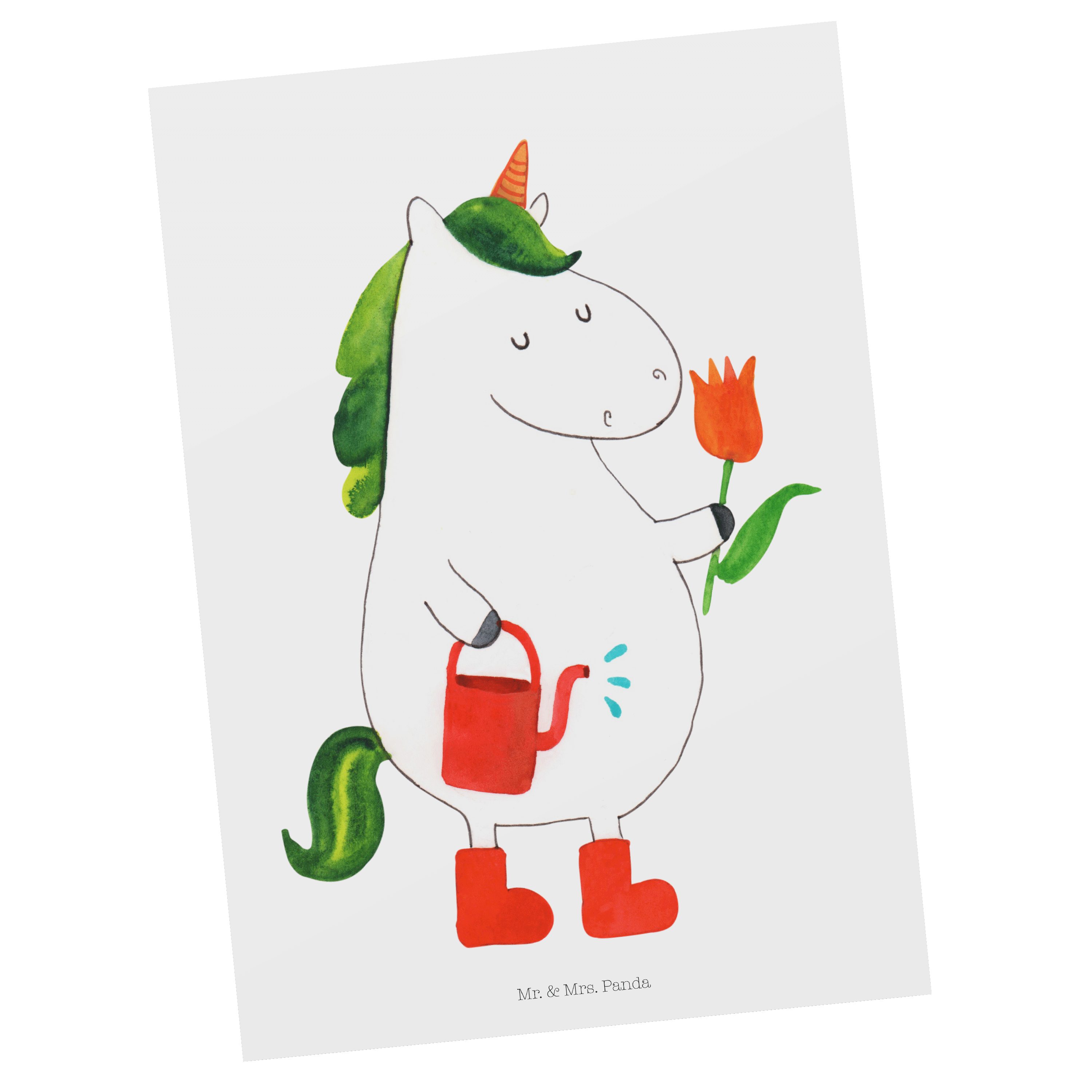 Mr. & Geschenkkarte, - F Gärtner - Panda Geburtstagskarte, Mrs. Einhorn Geschenk, Weiß Postkarte