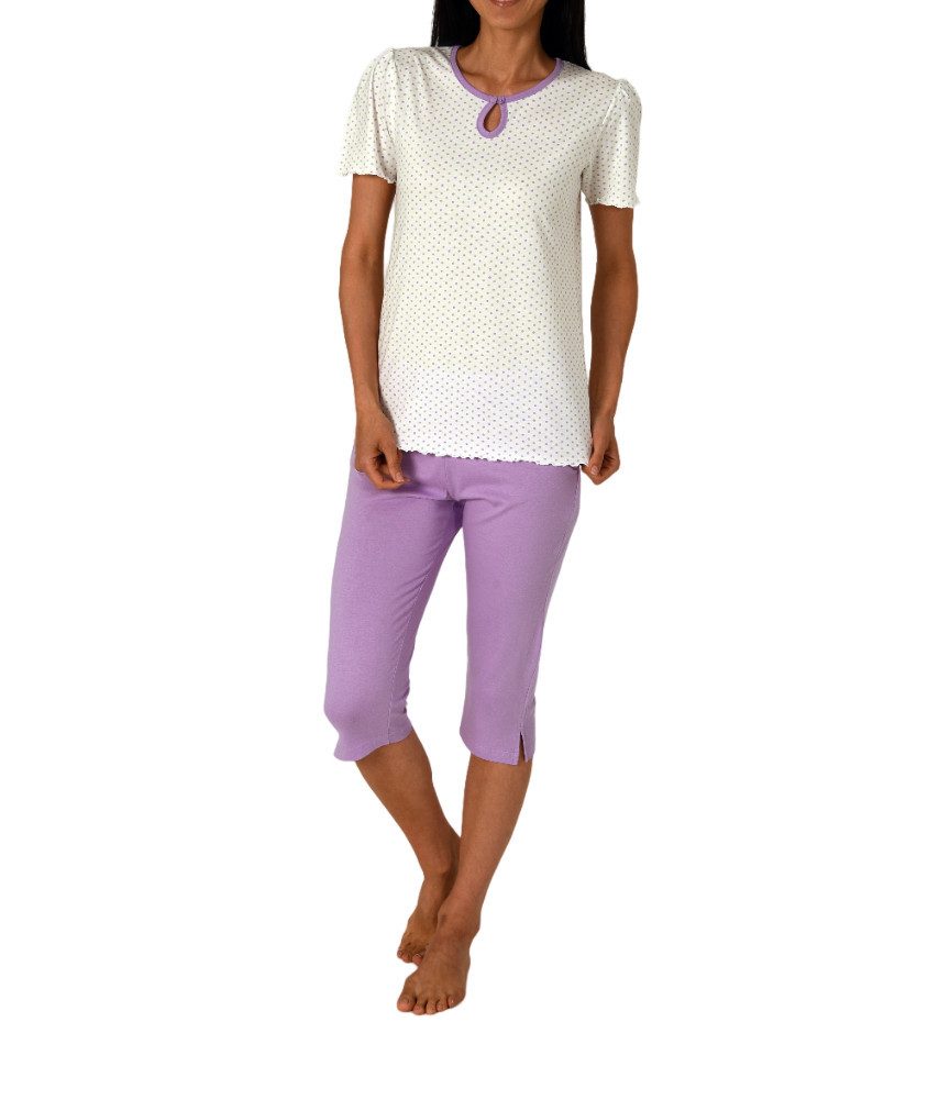 Normann Pyjama Normann Damen Capri Schlafanzug in Punkte Optik – auch in Übergrößen