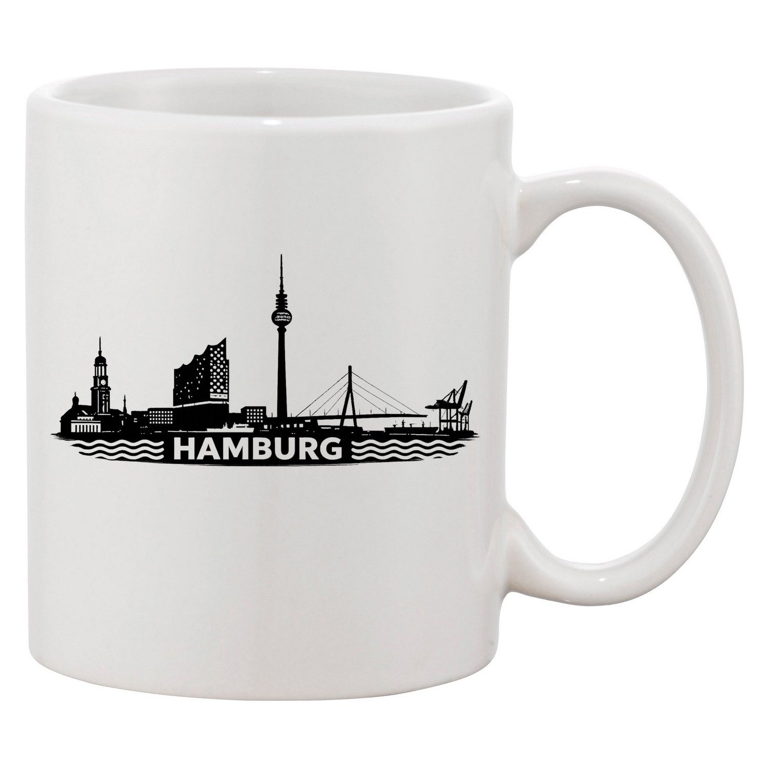 Blondie & Brownie Tasse Hamburg Hafen Skyline Keramiktasse Print Elbphilharmonie Michel Design, 1-tlg., Keramik, Hamburg Hafen Skyline Keramiktasse