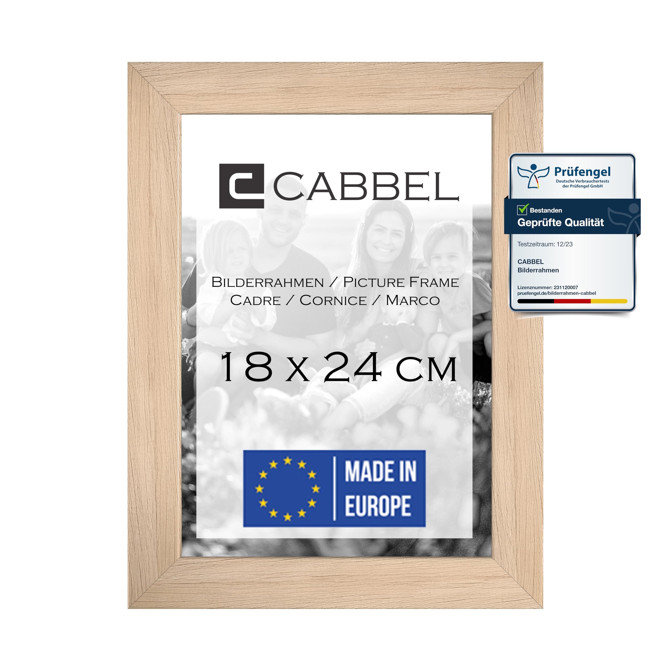 CABBEL Bilderrahmen MDF Holzrahmen Fotorahmen modern Collagen Foto Poster Galerie Wanddeko, für 1 Bilder (1 St), 18x24 cm Natur Wohnzimmer elegant Schmal Fotogalerie Schlafzimmer