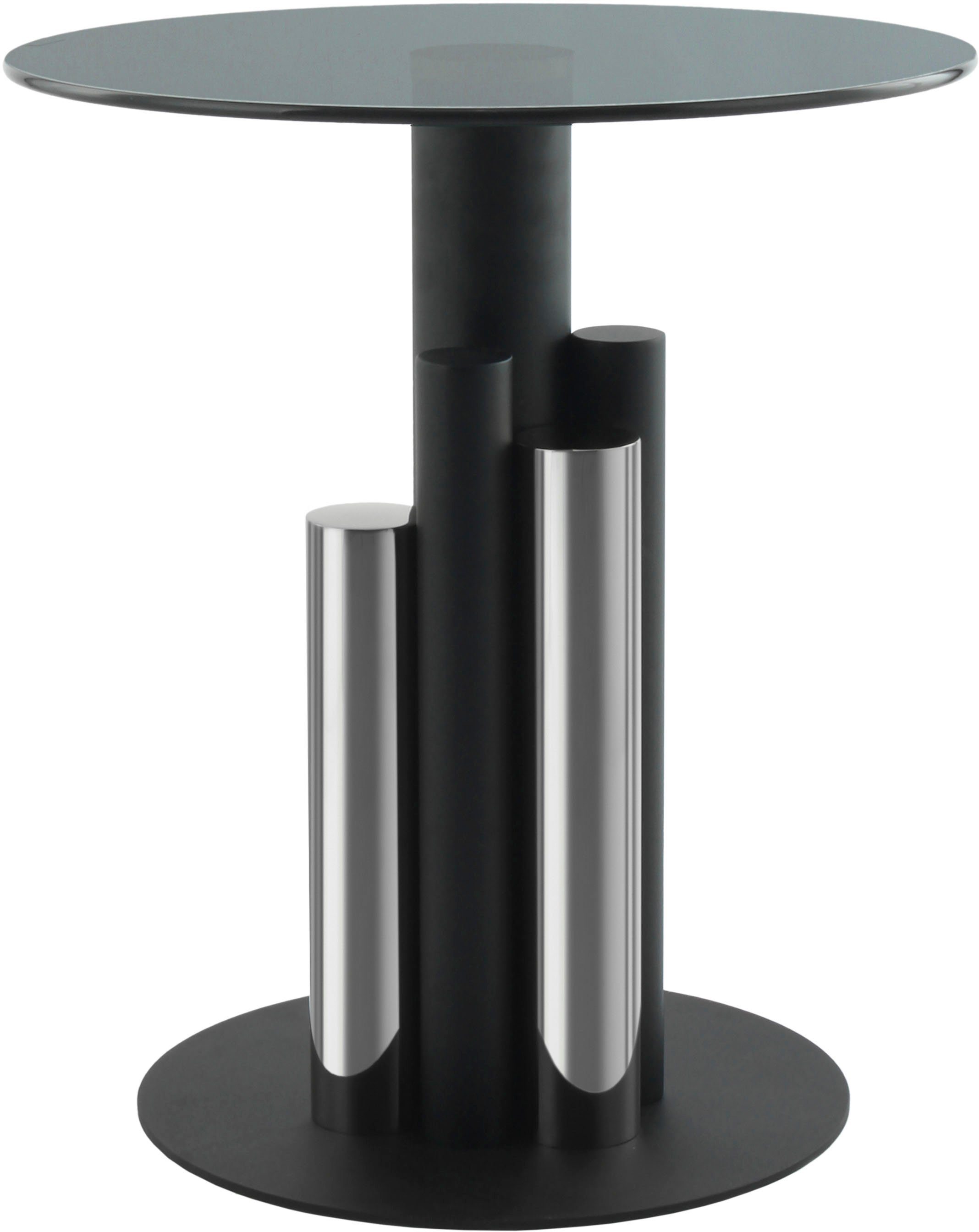 Kayoom Beistelltisch Ontario 225, Runde Glasplatte aus Sicherheitsglas, 100% Edelstahl (1-St), Modernes Design, zweifarbiges Säulengestell, Eyecatcher Element