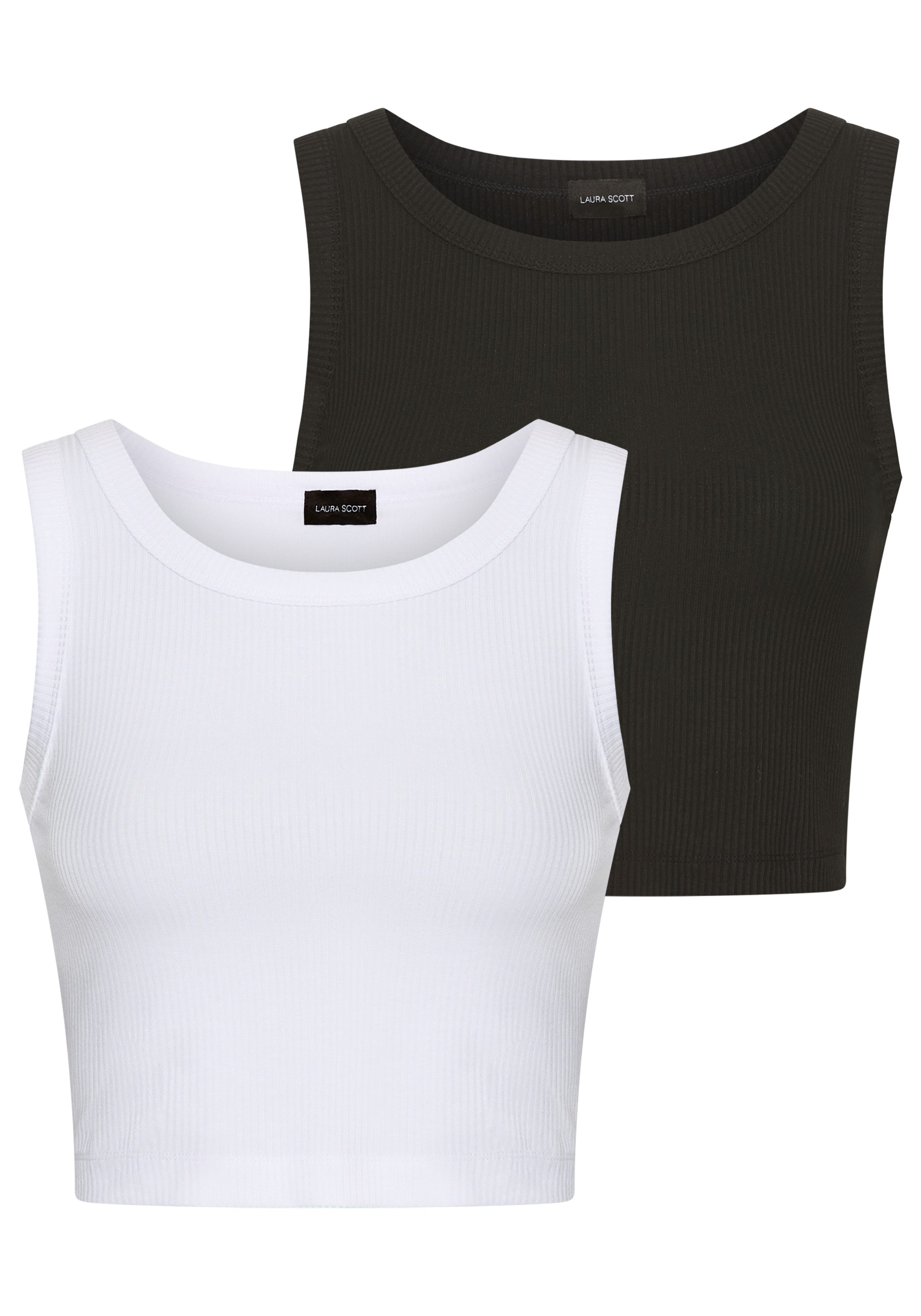 Laura Scott Crop-Top (2-er Pack) in Rippenqualität günstig online kaufen