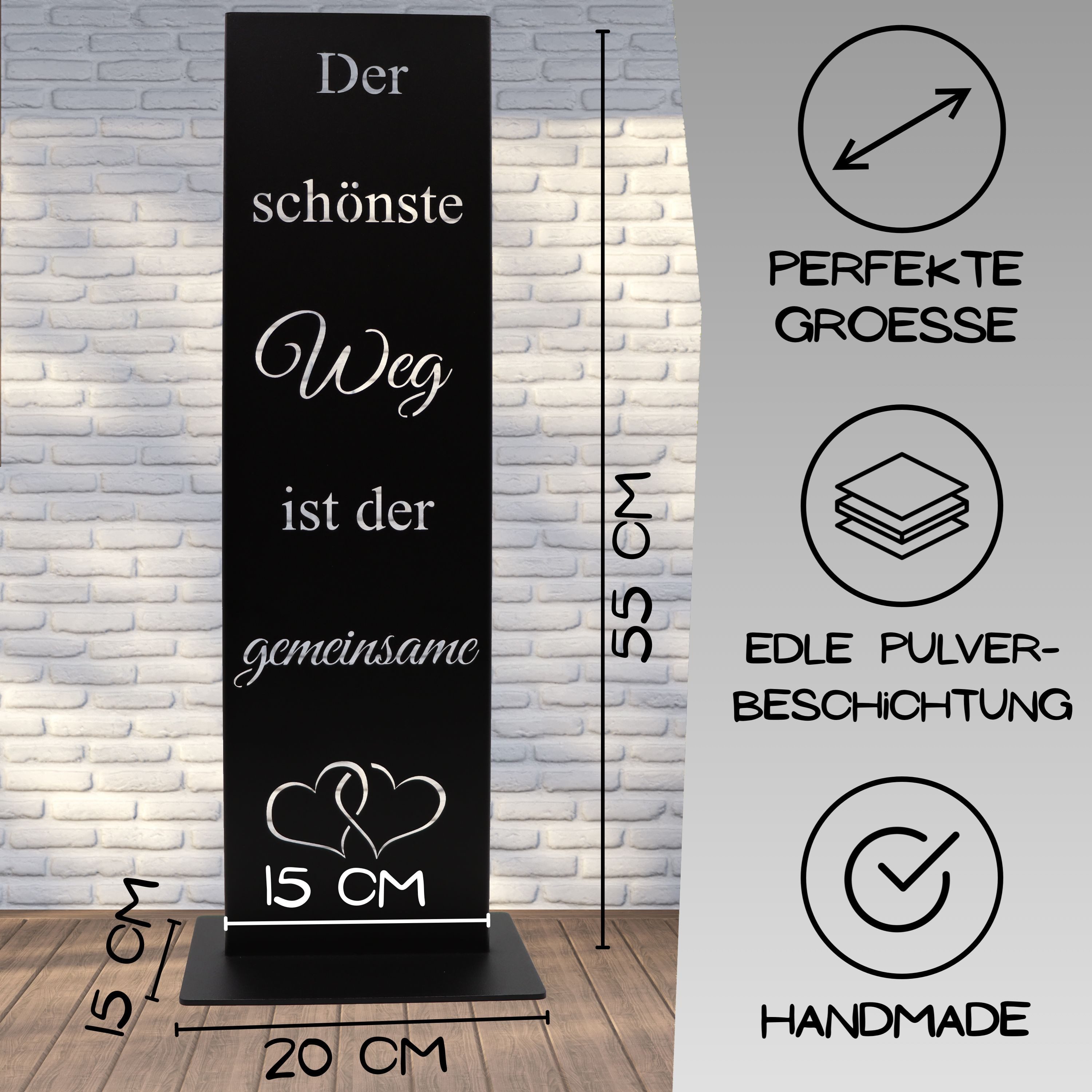 Rostikal Metallschild Gartenschild Hochzeit Edelrost 55 cm – Bodenplatte/Stecker, (1 St), Spruchtafel mit Herzmotiv – wetterfest & pflegefrei, ideal für Eingang