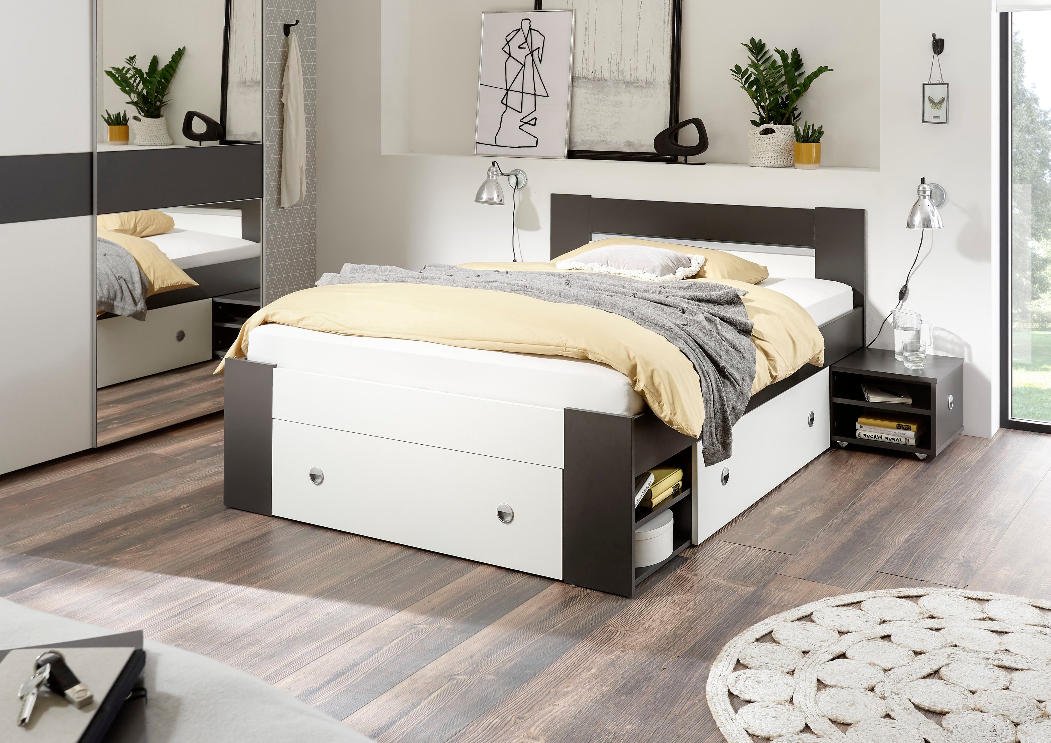 Schlafkontor Bett »Linz«, mit ausziebaren Nachttischen und Schubkästen  online kaufen | OTTO