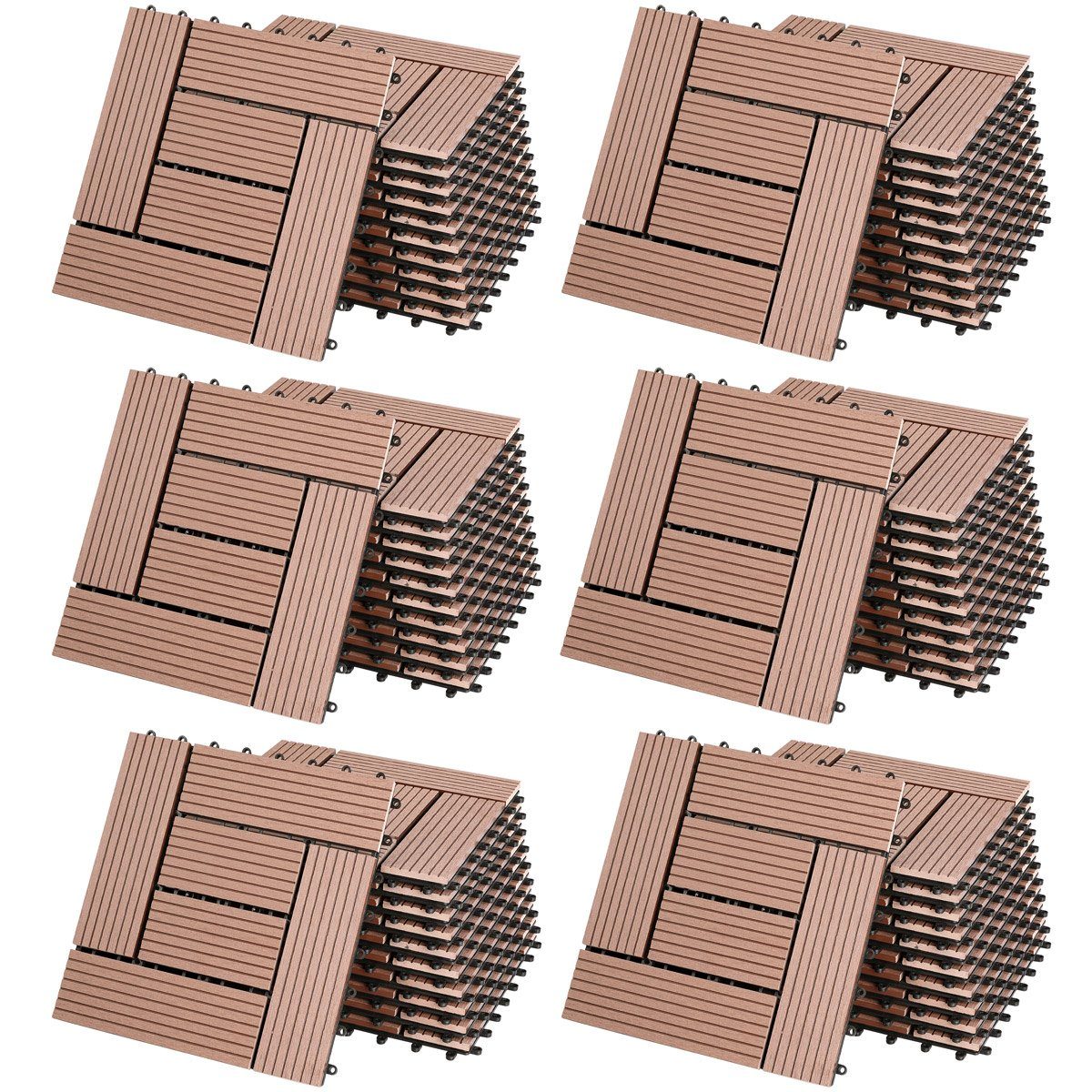 Casaria Holzfliesen 66x Mosaik Terrakotta, Terrassenfliesen günstig online kaufen