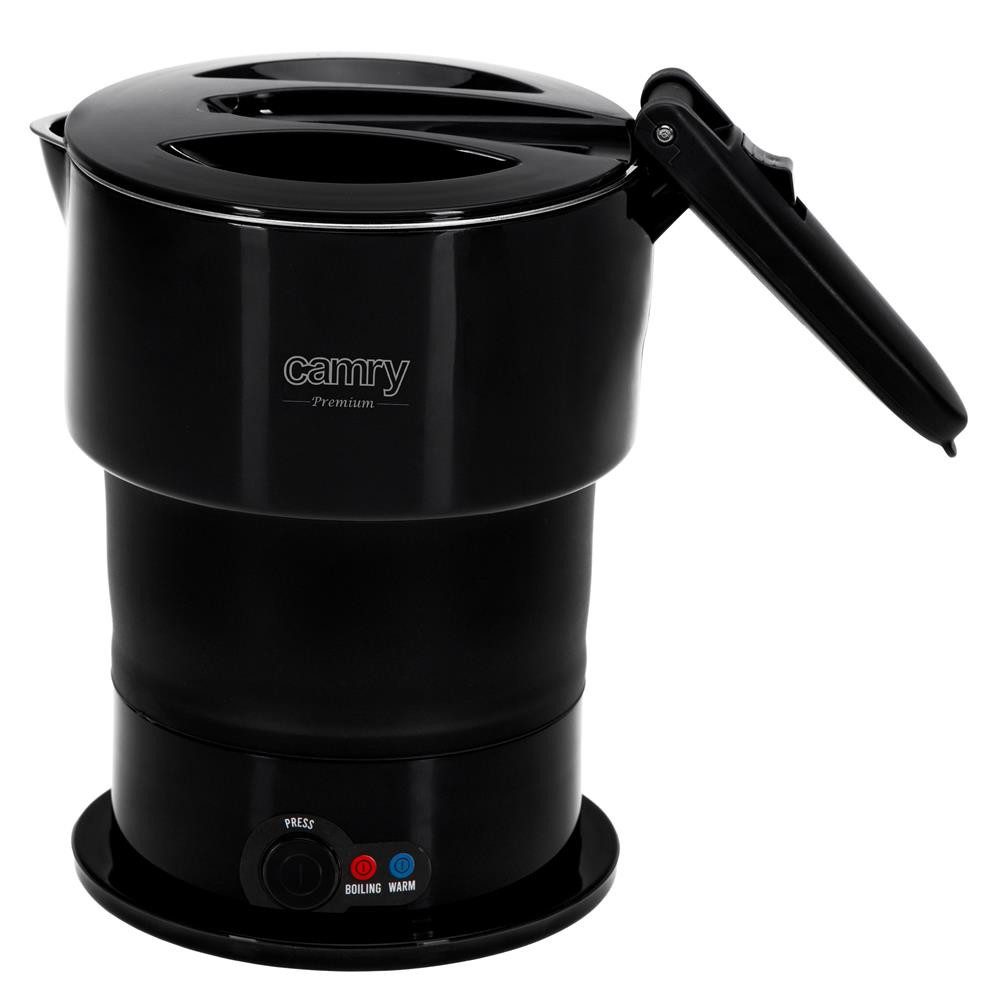 Camry Reise-Wasserkocher CR 1378 Reisewasserkocher 0,6 L, 600 W, faltbar Camping Silikon Wasserkocher schwarz kompakt leicht