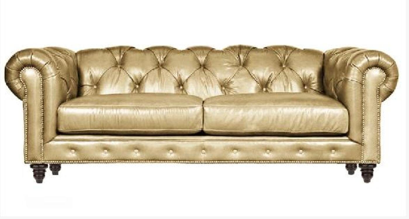 JVmoebel Chesterfield-Sofa Hellbrauner Chesterfield Dreisitzer 3-er Couch Modernes Design Neu, Made in Europe Beige