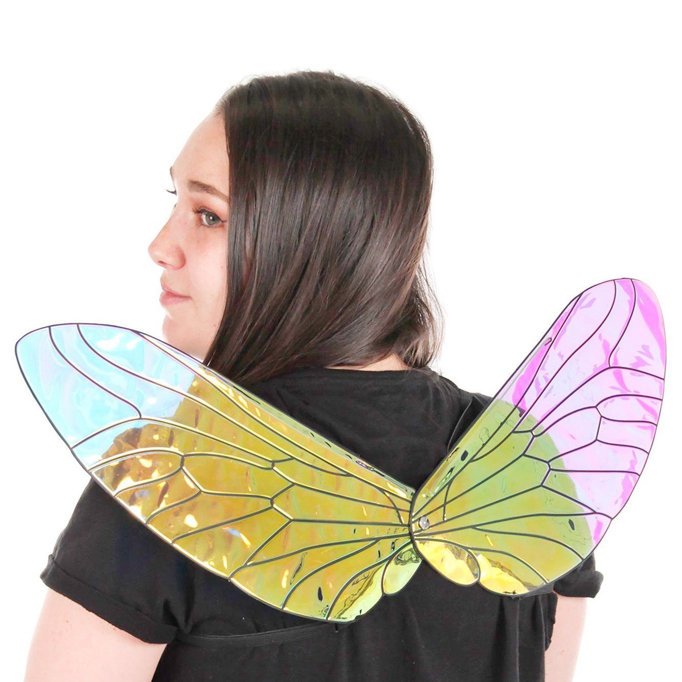 Elope Kostüm-Flügel Insektenflügel - Kostümflügel für Fasching, Ein Flügelpaar im irisierenden Glanz von Fliegen- und Bienenflügeln