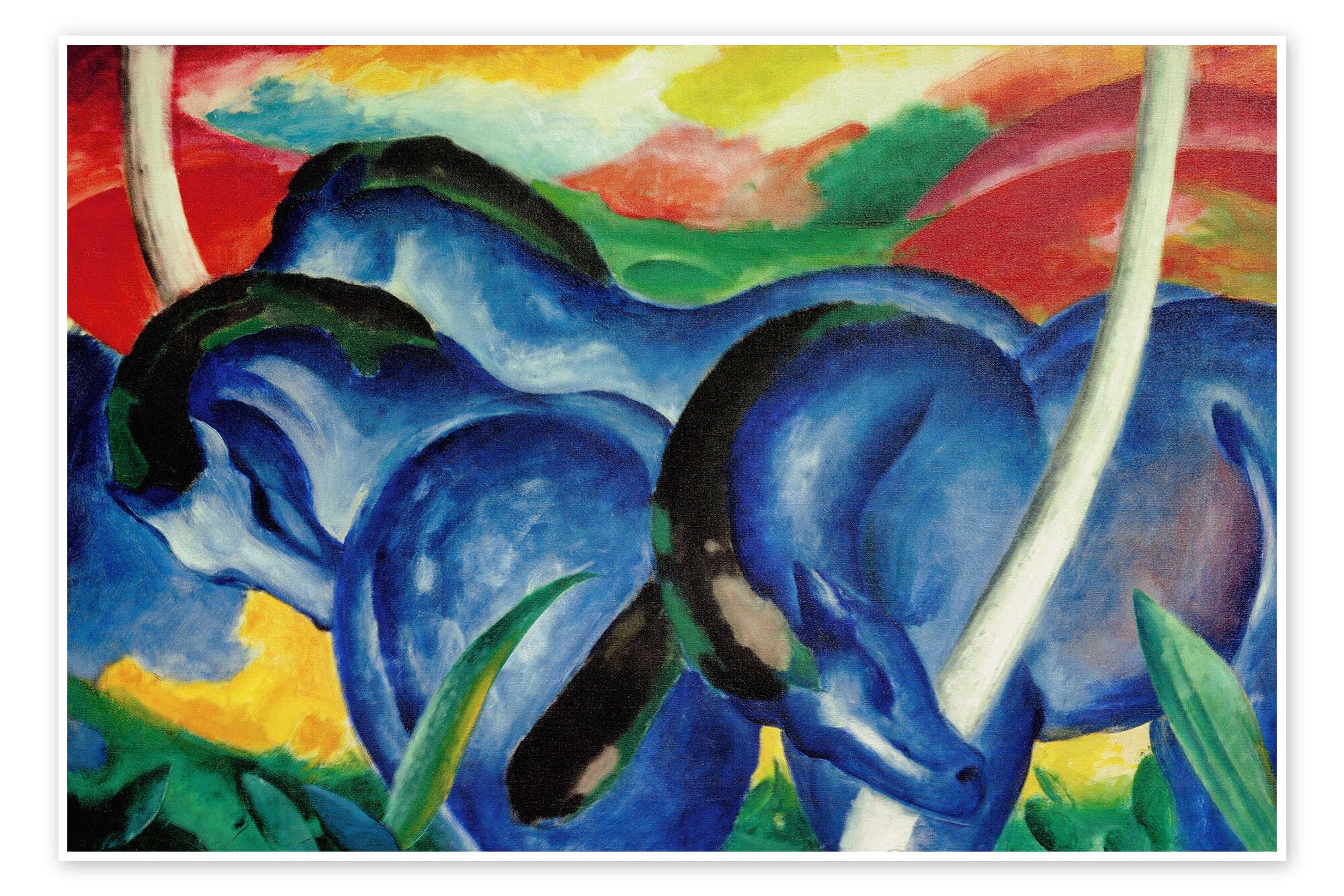 Posterlounge Wandbild Die großen blauen Pferde, Franz Marc, erhältlich als Poster, Leinwandbild, Wandsticker oder Acrylglasbild