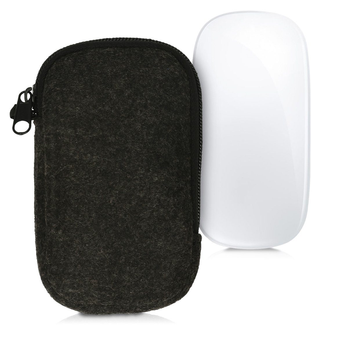 kwmobile Mausfüße Tasche für Apple Magic Mouse 1 / 2 (1-St), Filz Hülle für Computer Maus - Schutzhülle für PC Mouse Dunkelgrau