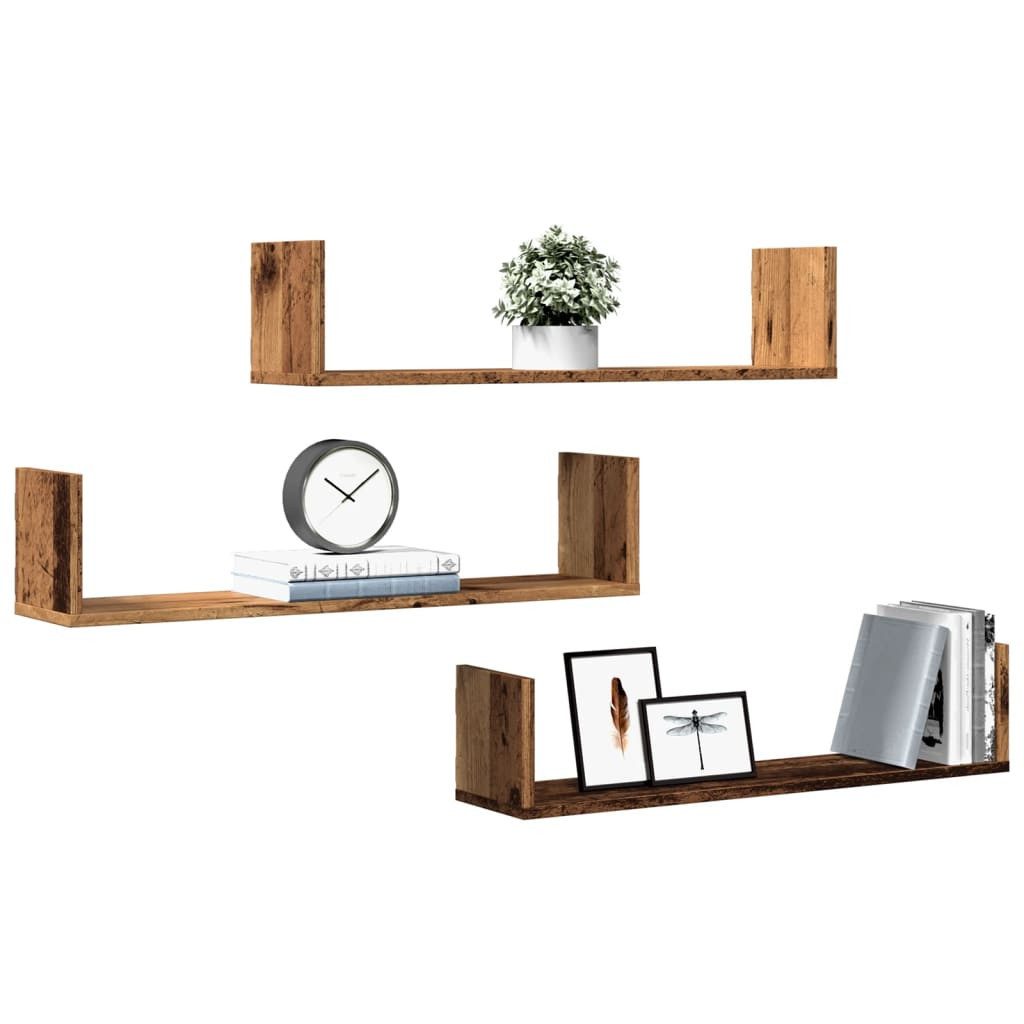 vidaXL Regal Wandregale 3 Stk. Altholz-Optik 80x18x18 cm Holzwerkstoff, 1-t günstig online kaufen