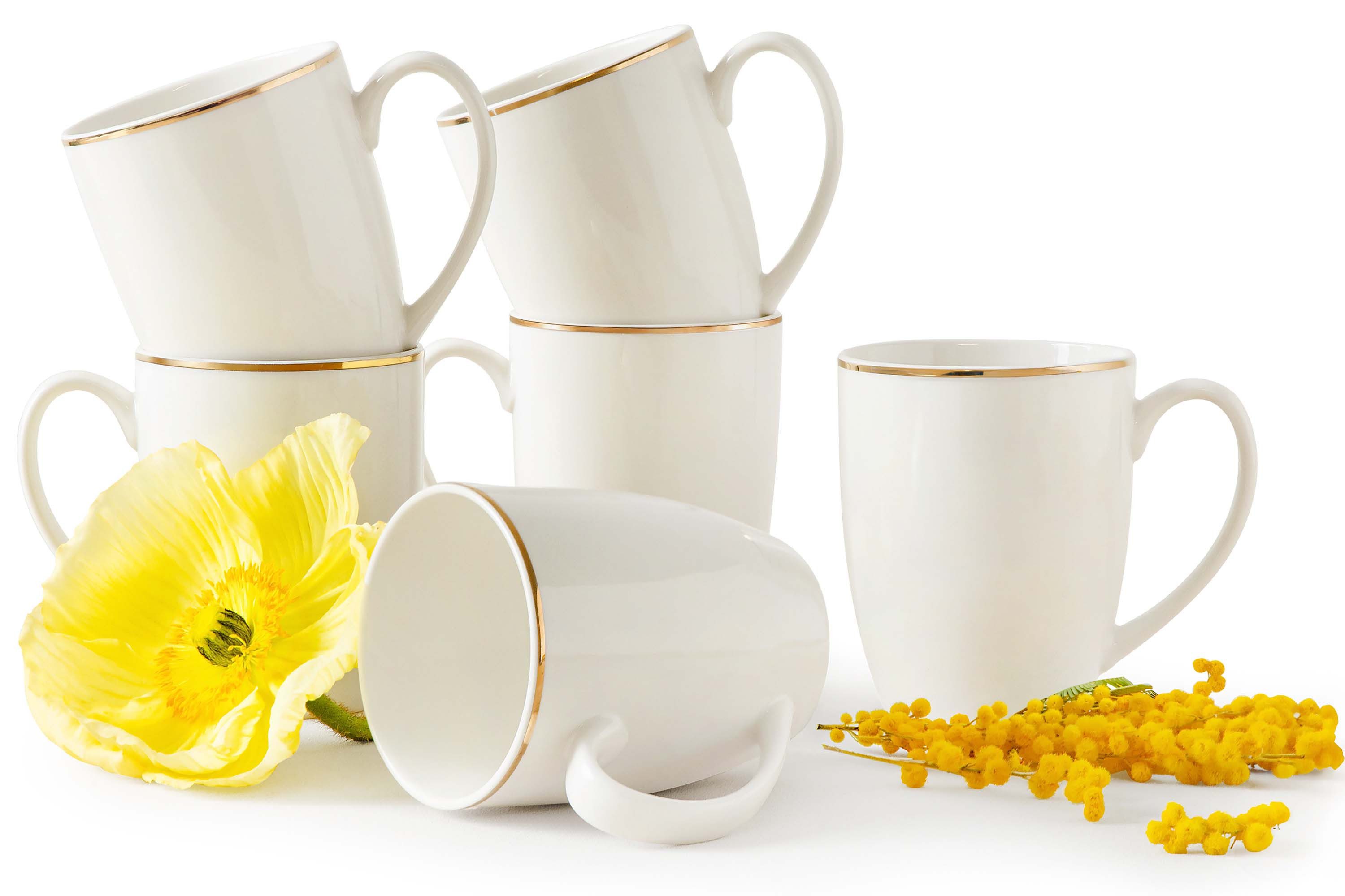 KONSIMO® Tasse AD BELLA Tassen-Set, Kaffeetassen, Becher-Set, Hartporzellan, Porzellan, ecru Farbe mit Goldlinie, Handwäsche empfohlen, zeitloses Design
