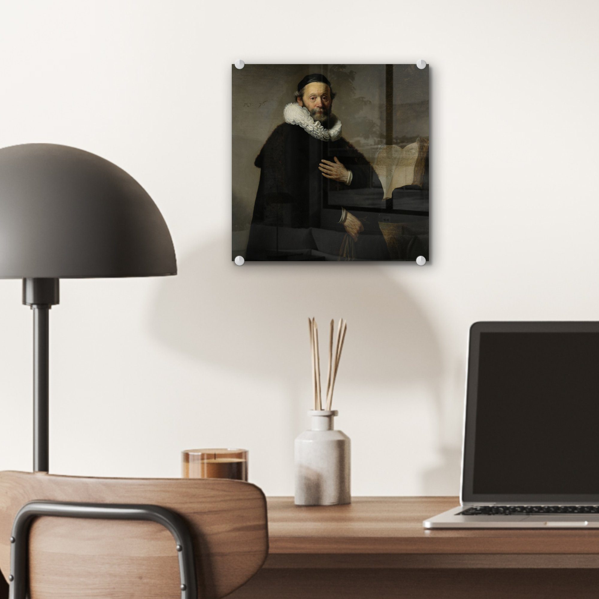 (1 van Rembrandt St), - Wtenbogaert Porträt Foto von - Glas Rijn, auf Wandbild - Bilder auf Glasbilder - Glas Wanddekoration Johannes MuchoWow Acrylglasbild