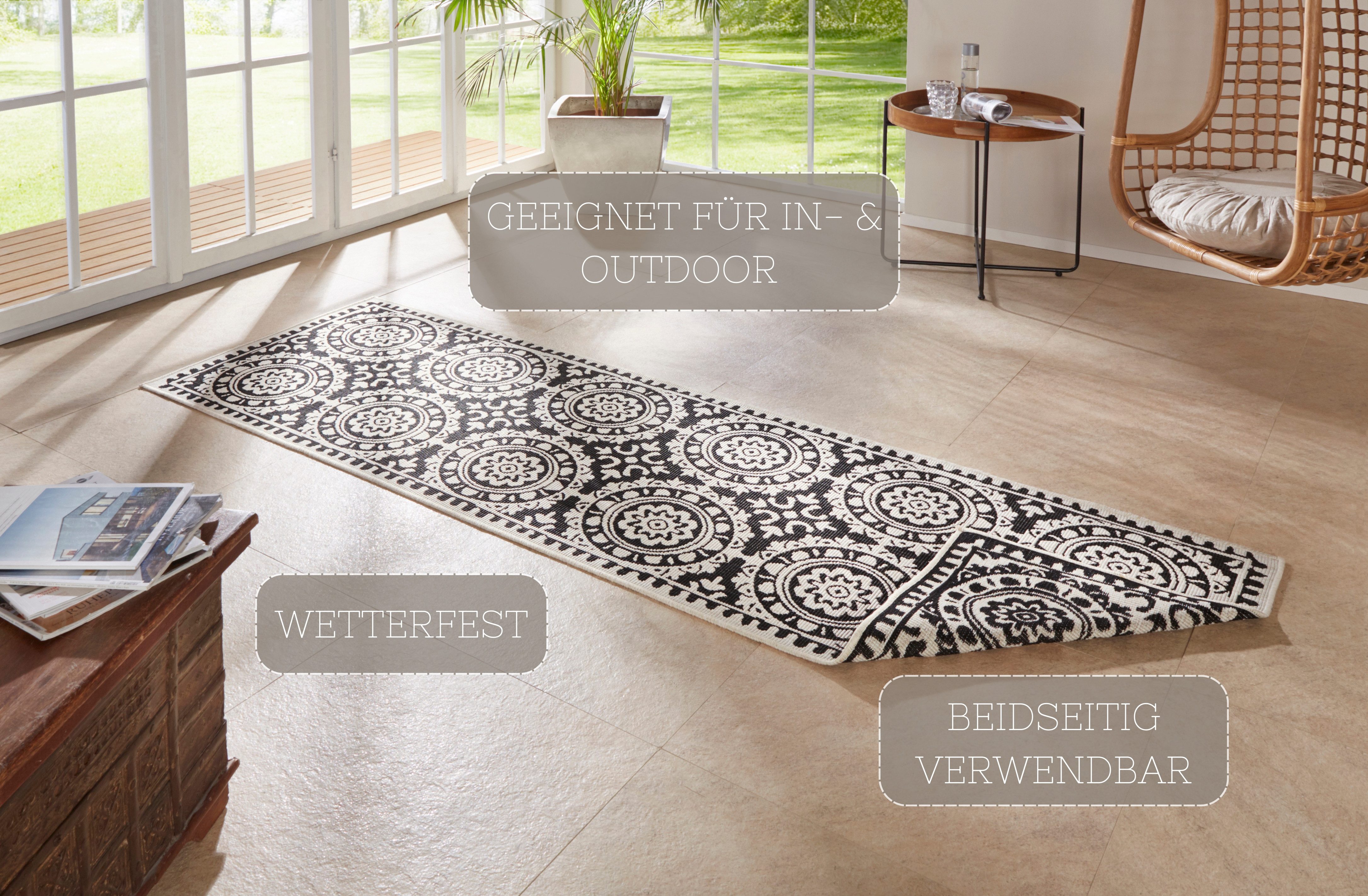HANSE Home Läufer Jardin, rechteckig, Höhe: 5 mm, Wendeteppich, In-& Outdoor, Vintage, Balkon, Garten, Wohnzimmer, Flur