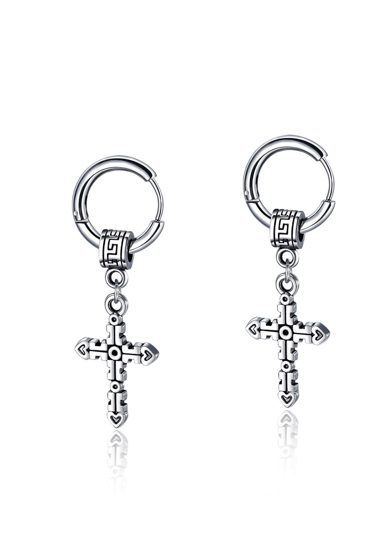 Firetti Paar Creolen Schmuck Geschenk Kreuz, Einhänger abnehmbar