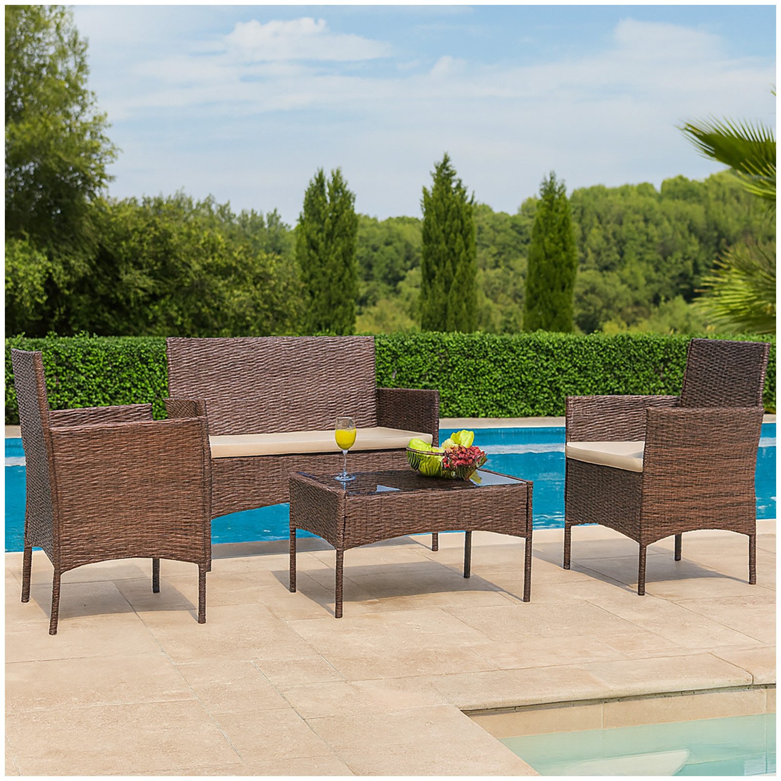 HTI-Living Gartenlounge-Set Gartenmöbel 4-teiliges Set Maceira, (Set, 4-tlg günstig online kaufen