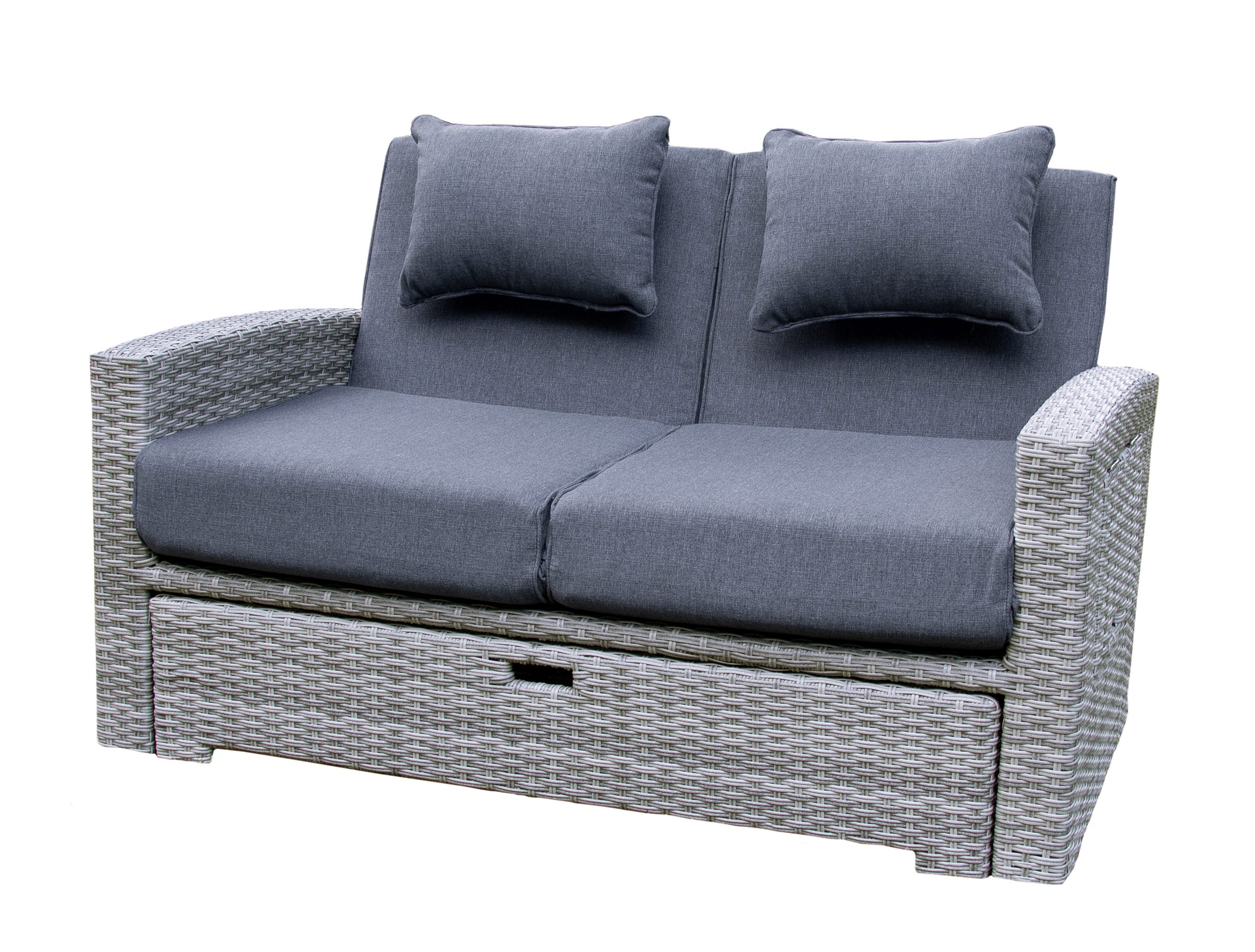 Green Spirit Gartensofa »Sunny« Multifunktions Gartensofa Rattan Lounge Sofa Garten Bett, Set 1 Teile, Polyrattan, grau, wetterfest - Garten, Terrasse, Balkon & Outdoor