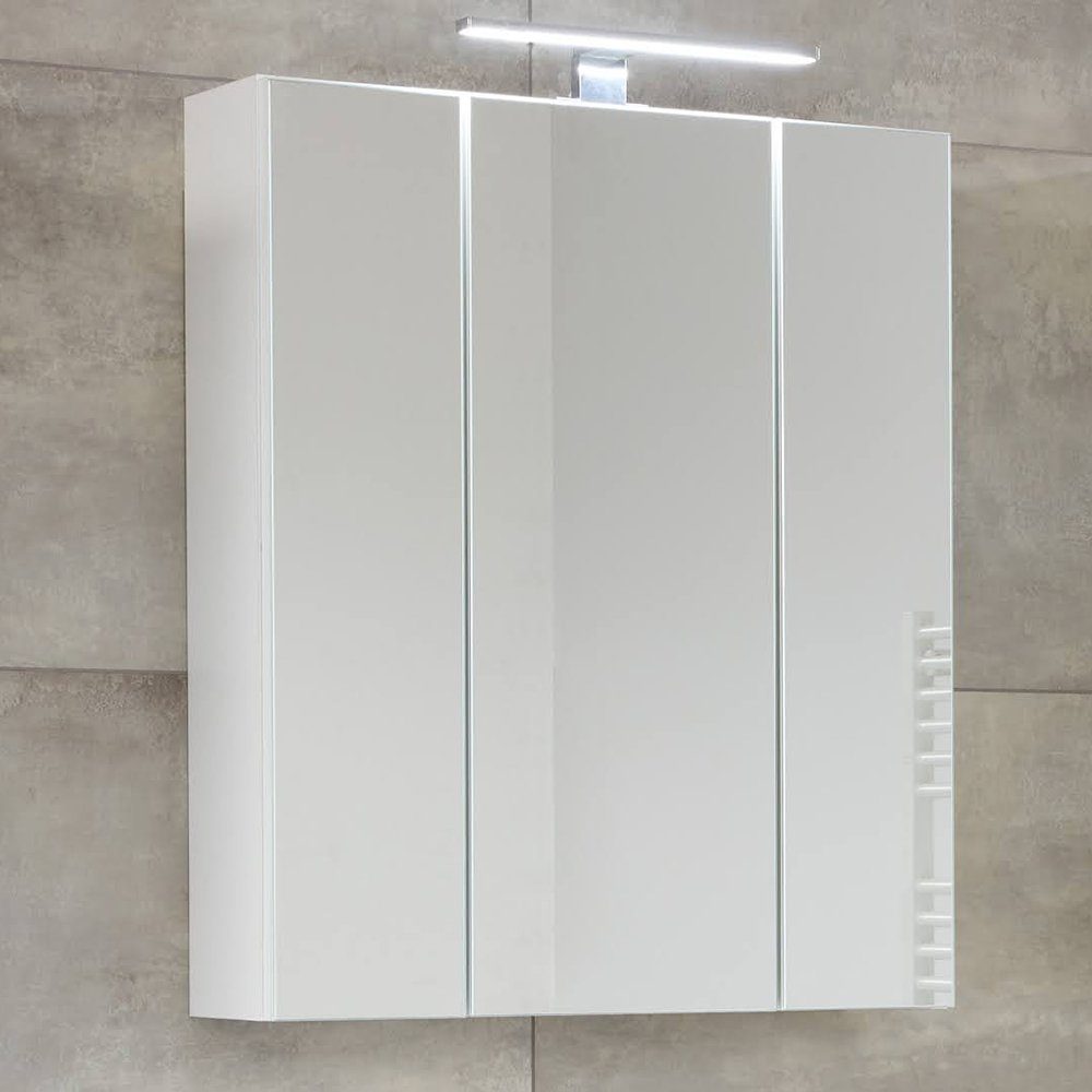 Lomadox Spiegelschrank MANACOR-19 Badezimmer mit LED Beleuchtung in weiß, B/H/T ca. 60/74/18 cm