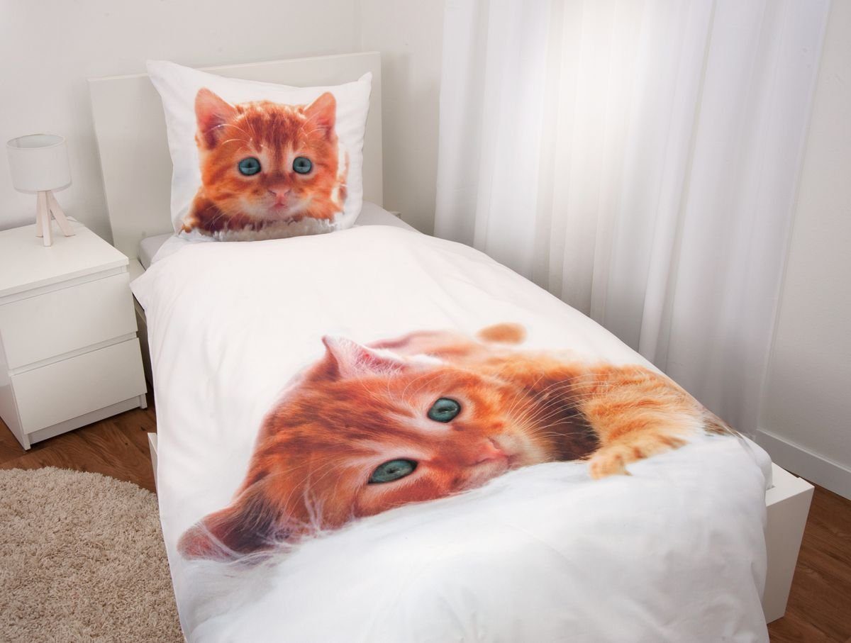 Herding Bettwäsche Kätzchen 135x200cm Katze Weiß günstig online kaufen
