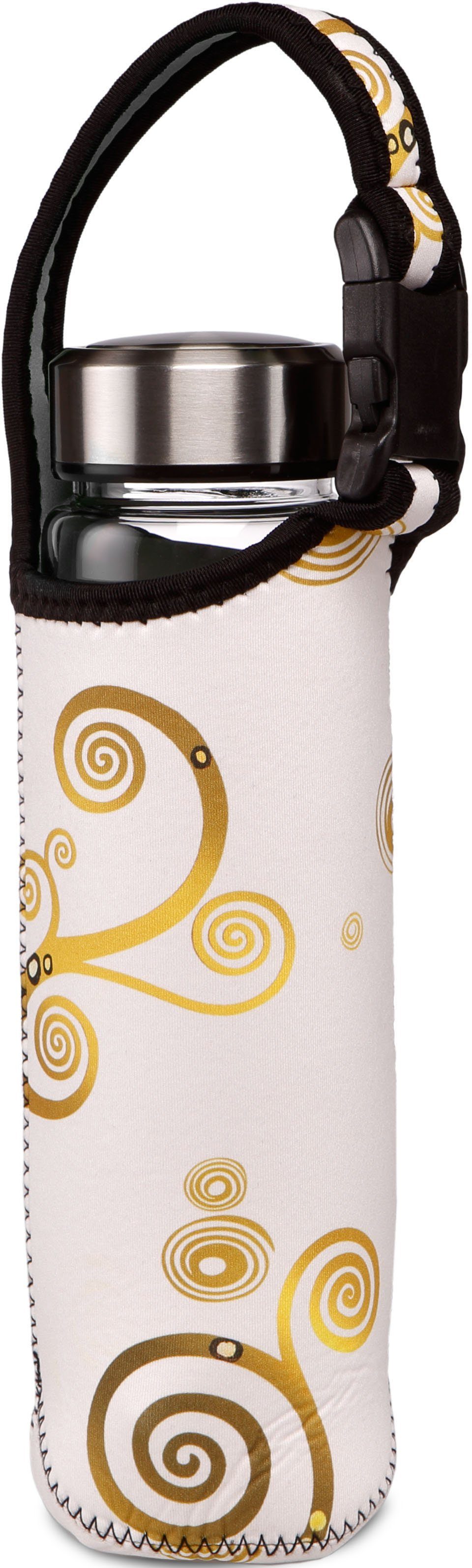 Goebel Trinkflasche Neoprenhülle, in Gustav "Der Kuss", individuell Edelstahldeckel - ml mit Klimt bedruckter 700