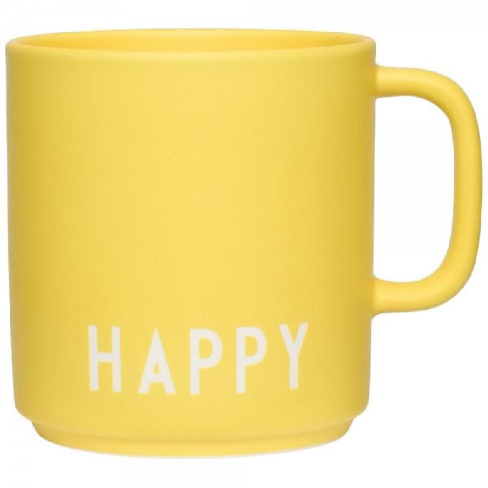 Design Letters Tasse Becher mit Henkel Favourite Cup Happy Gelb