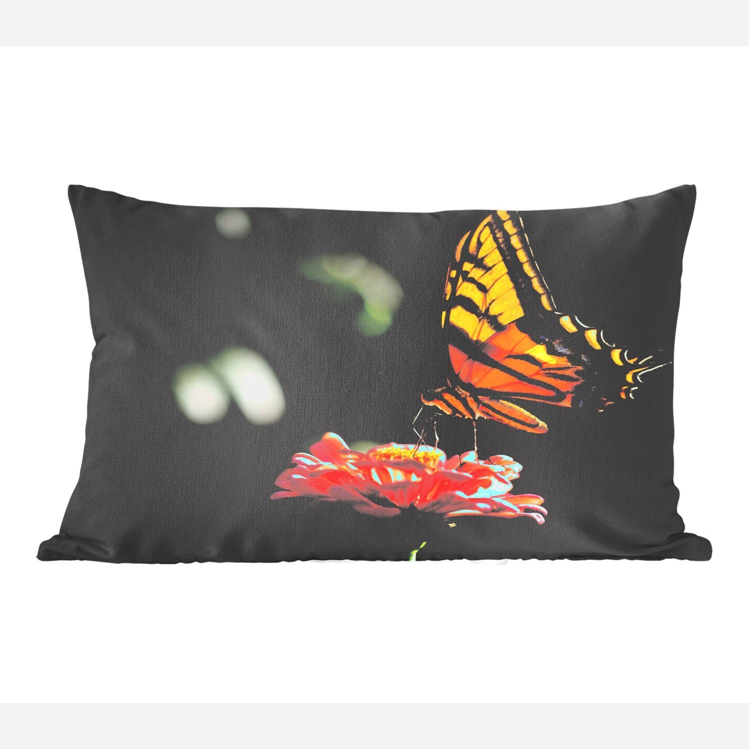 MuchoWow Dekokissen Schmetterling - Botanisch - Blume, Wohzimmer Dekoration, Zierkissen, Dekokissen mit Füllung, Schlafzimmer
