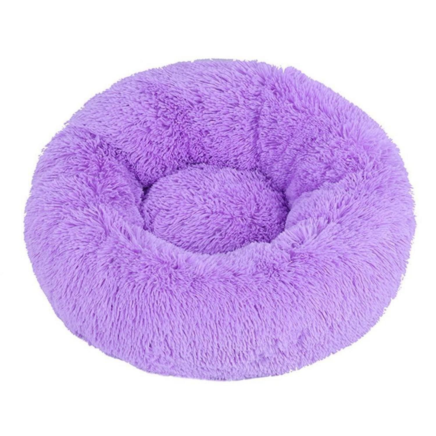 LuxusKollektion Hundebett Hundebett Donut Plüsch Lila 40CM