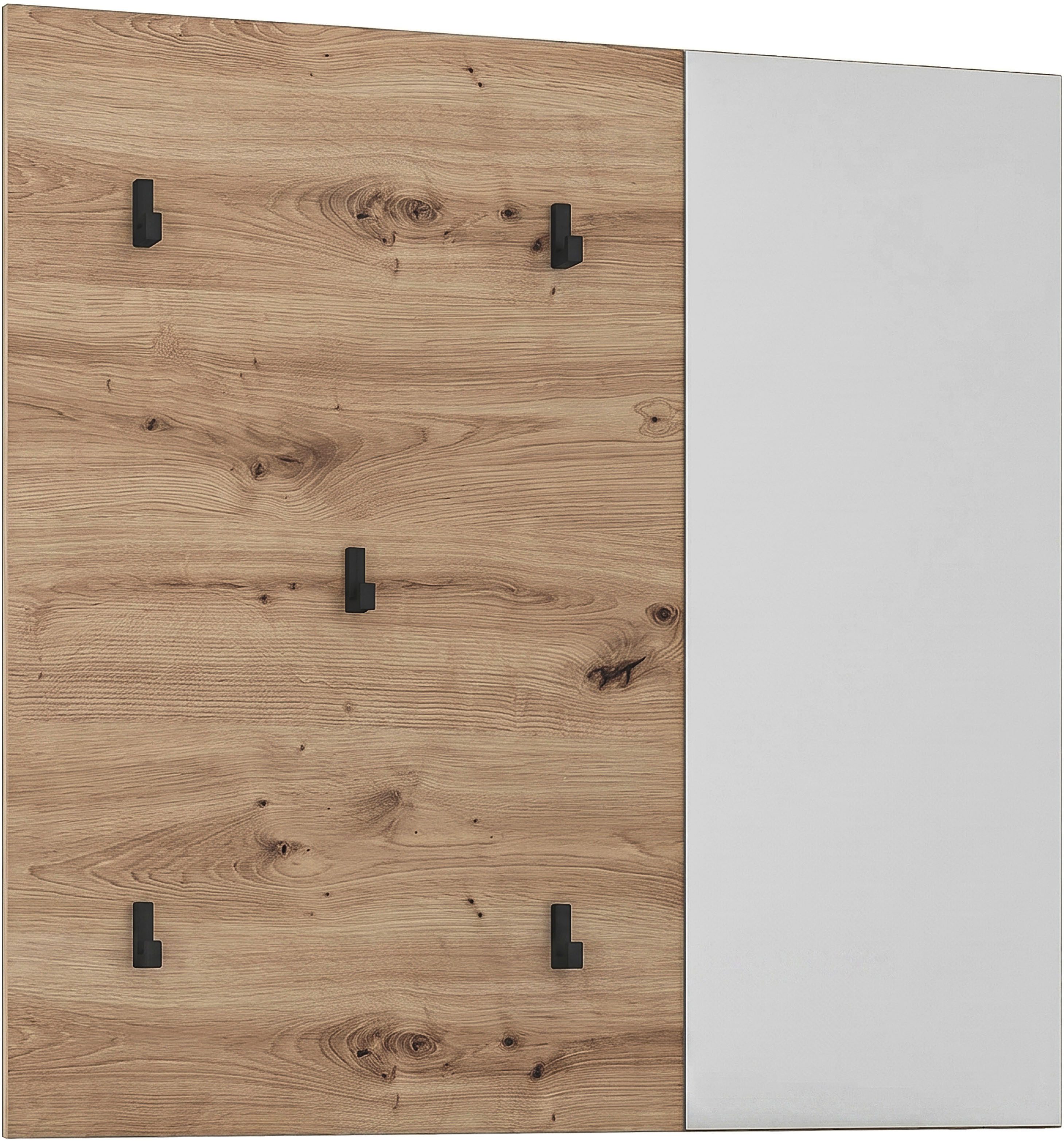 OTTO home Garderobenpaneel FJELL, Breite 80cm, 5 Haken, Spiegel (inklusive Spiegelfläche)