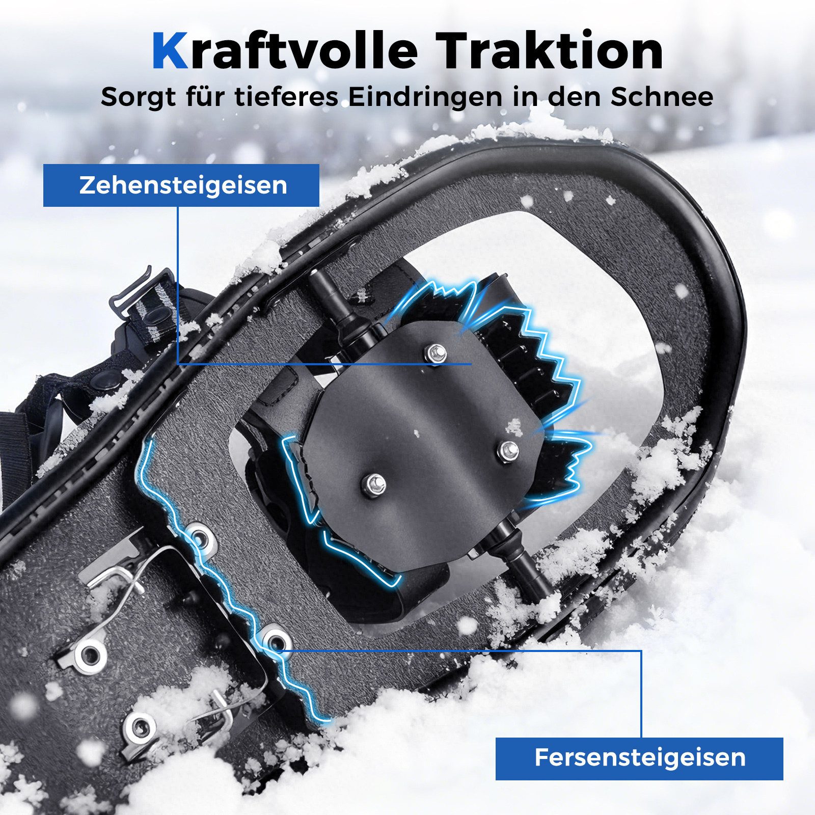 COSTWAY Schneeschuhe, mit Trekkingstöcken, Schuhgröße 35-40 bis 68kg