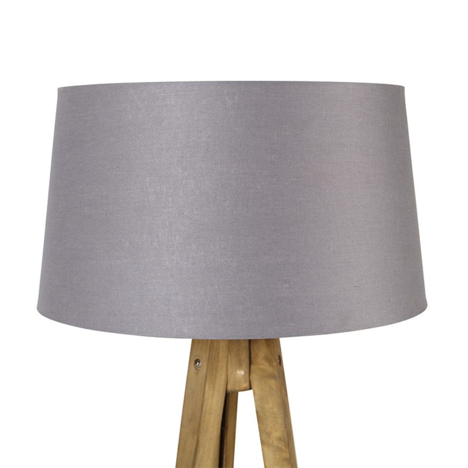 Qazqa Stehlampe Tripod_classic, ohne Leuchtmittel, E27, Grau, Landhaus, Hol günstig online kaufen