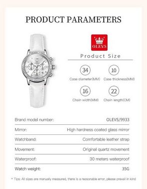 Tidy Quarzuhr Lederarmband Luxus elegante Damen Armband Uhr Chronograph, Uhrenbox