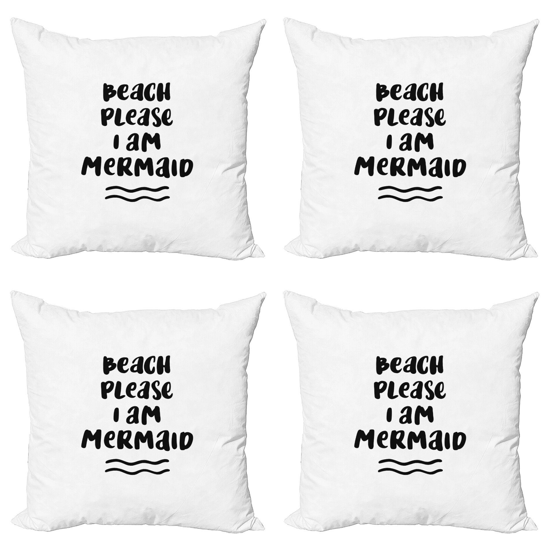 Mermaid (4 Modern Phrase Kissenbezüge bin Stück), Doppelseitiger Bitte Strand Digitaldruck, Abakuhaus Ich Accent