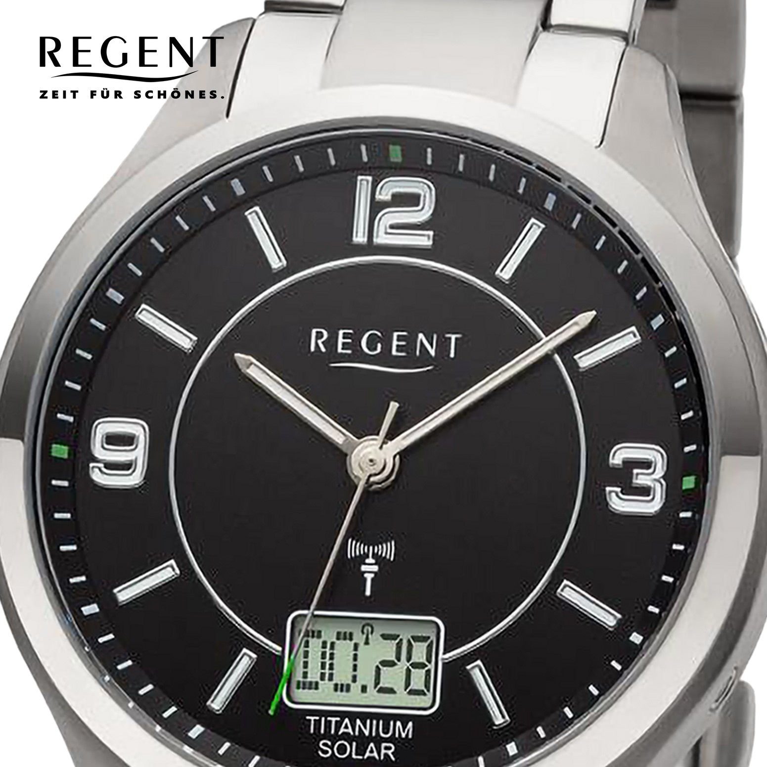 Regent Quarzuhr Regent Herren Armbanduhr Analog-Digital, (Analog-Digitaluhr), Herren Armbanduhr rund, extra groß (ca. 42mm), Metallarmband