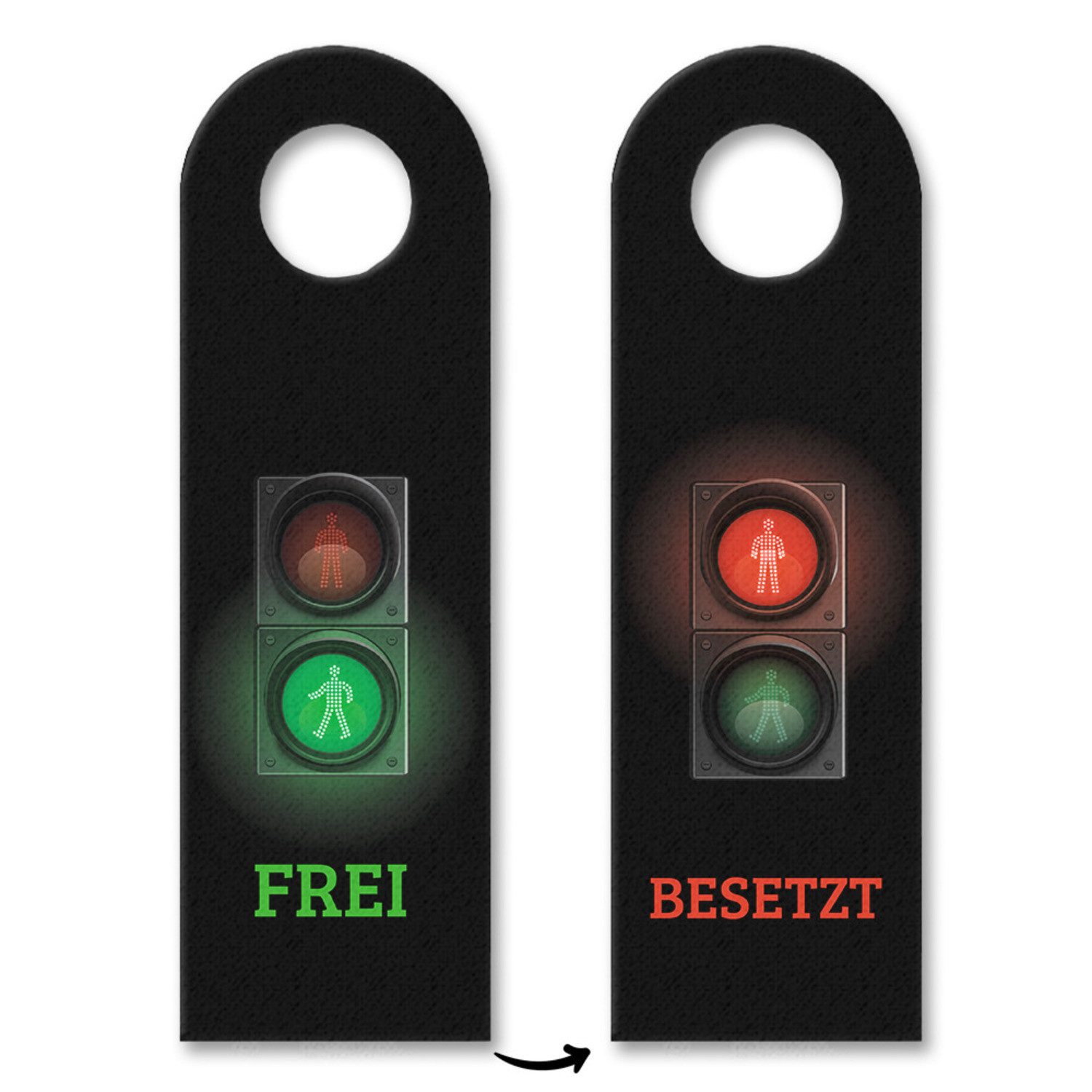 speecheese Dekohänger Frei oder Besetzt Türhänger mit Ampel Motiv in Schwarz Klo Toilette