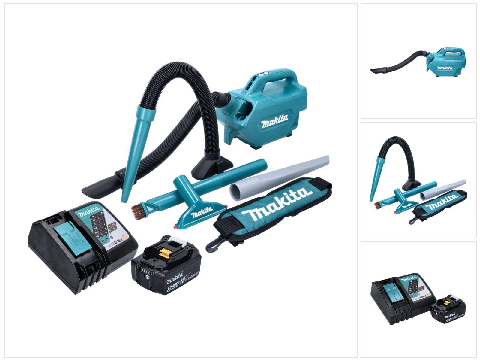 Makita Akku-Handstaubsauger DCL 184 RF1 Akku Staubsauger 18 V 54 mbar 0,5 l + 1x Akku 3,0 Ah