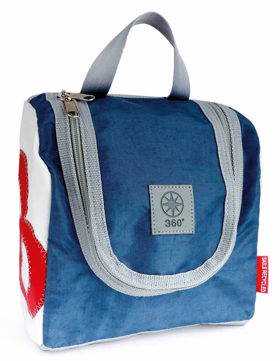 Kulturbeutel Kulturtasche Kulturbeutel Matrose XL Weiss Vintage Blau mit Zahl Rot a