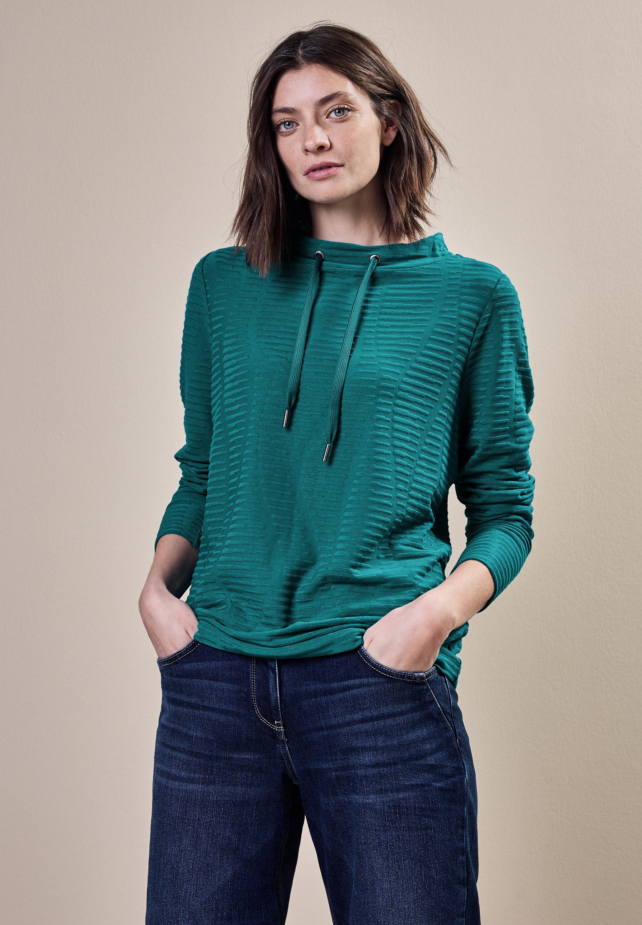 CECIL Langarmshirt aus strecthigem Viskosematerial