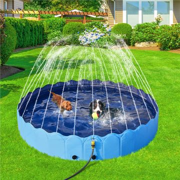 Yaheetech Hundepool, 0,6cm Verdickter Faltbarer Planschbecken für Hunde, mit Sprinkler