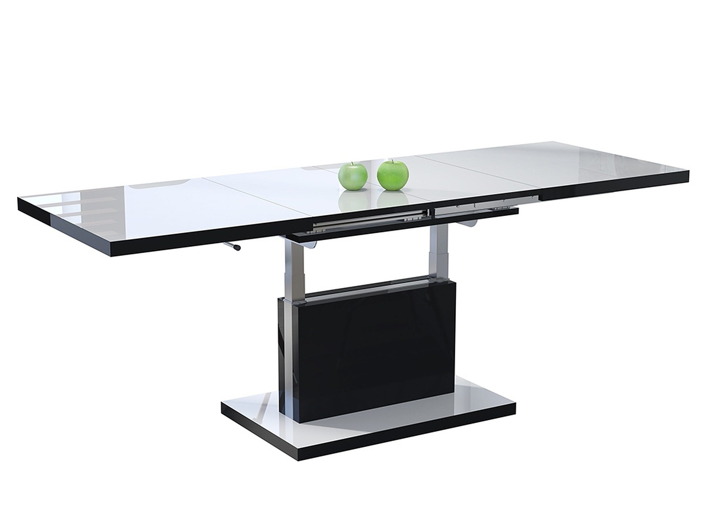 Mazzoni Couchtisch Aston Weiß-Schwarz Hochglanz höhenverstellbar ausziehbar günstig online kaufen