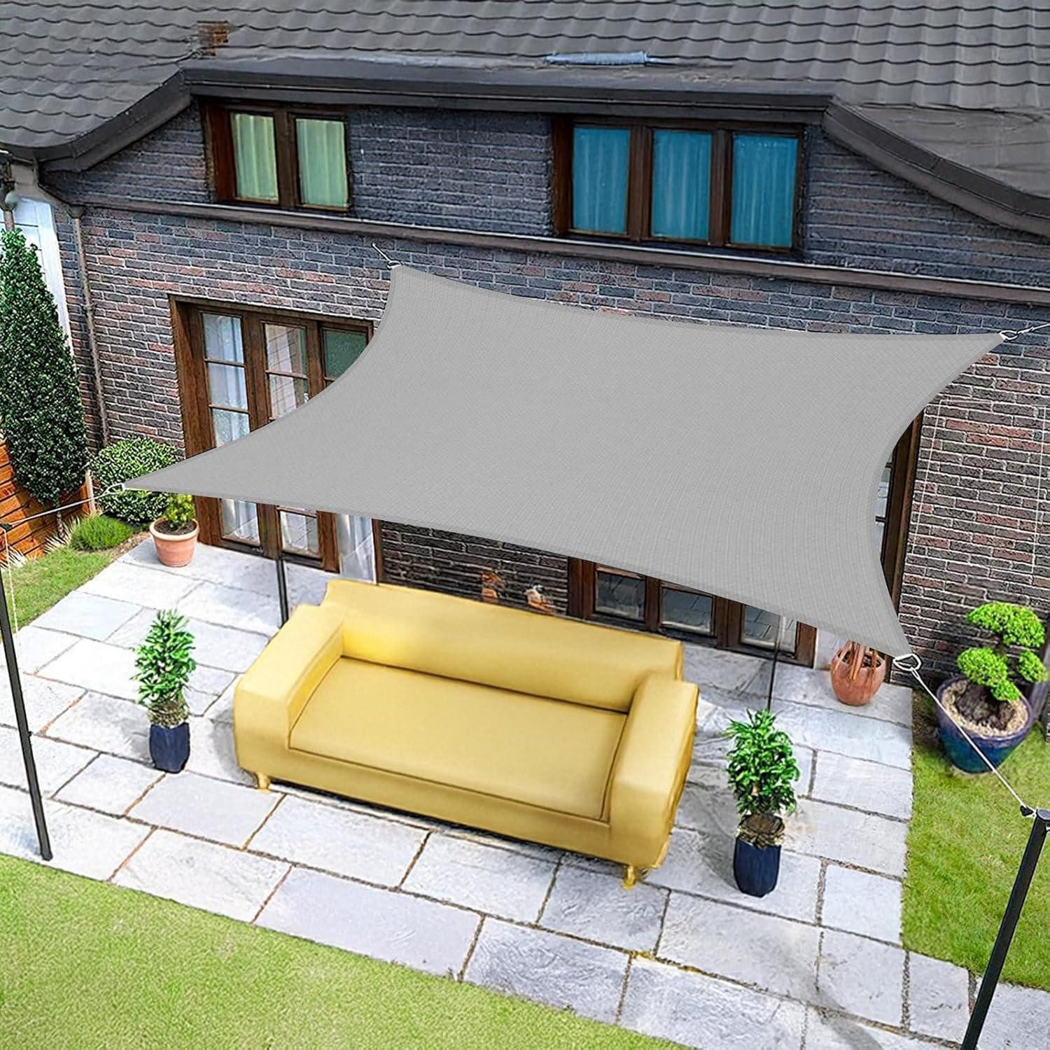 LuxusKollektion Sonnensegel Sonnensegel 2x4m Rechteckig Wasserdicht 95 UV Schutz Grau 2x4 Grau