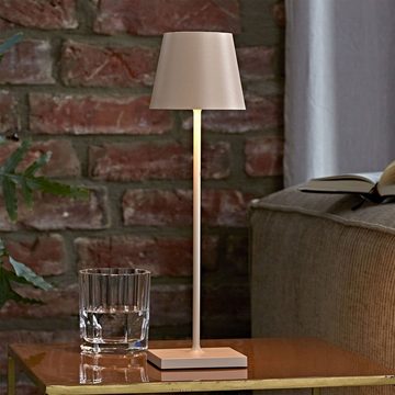 SIGOR LED Tischleuchte »Nuindie - Dünenbeige LED Akku-Tischlampe Indoor & Outdoor, dimmbar und aufladbar mit Easy-Connect, 9h Leuchtdauer«