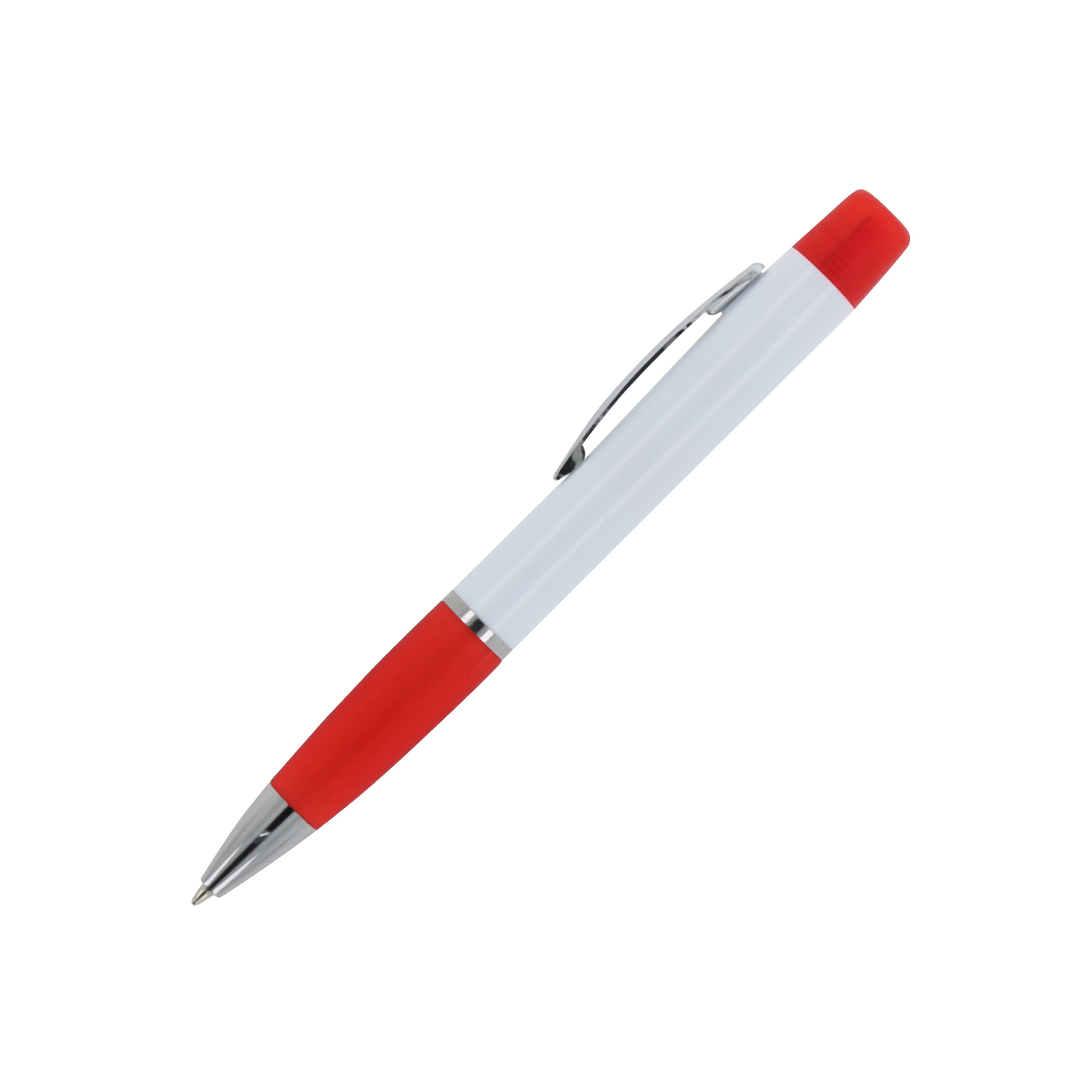 TOPPOINT Kugelschreiber Kugelschreiber / mit dreifarbigen Textmarker / Farbe: weiß-rot