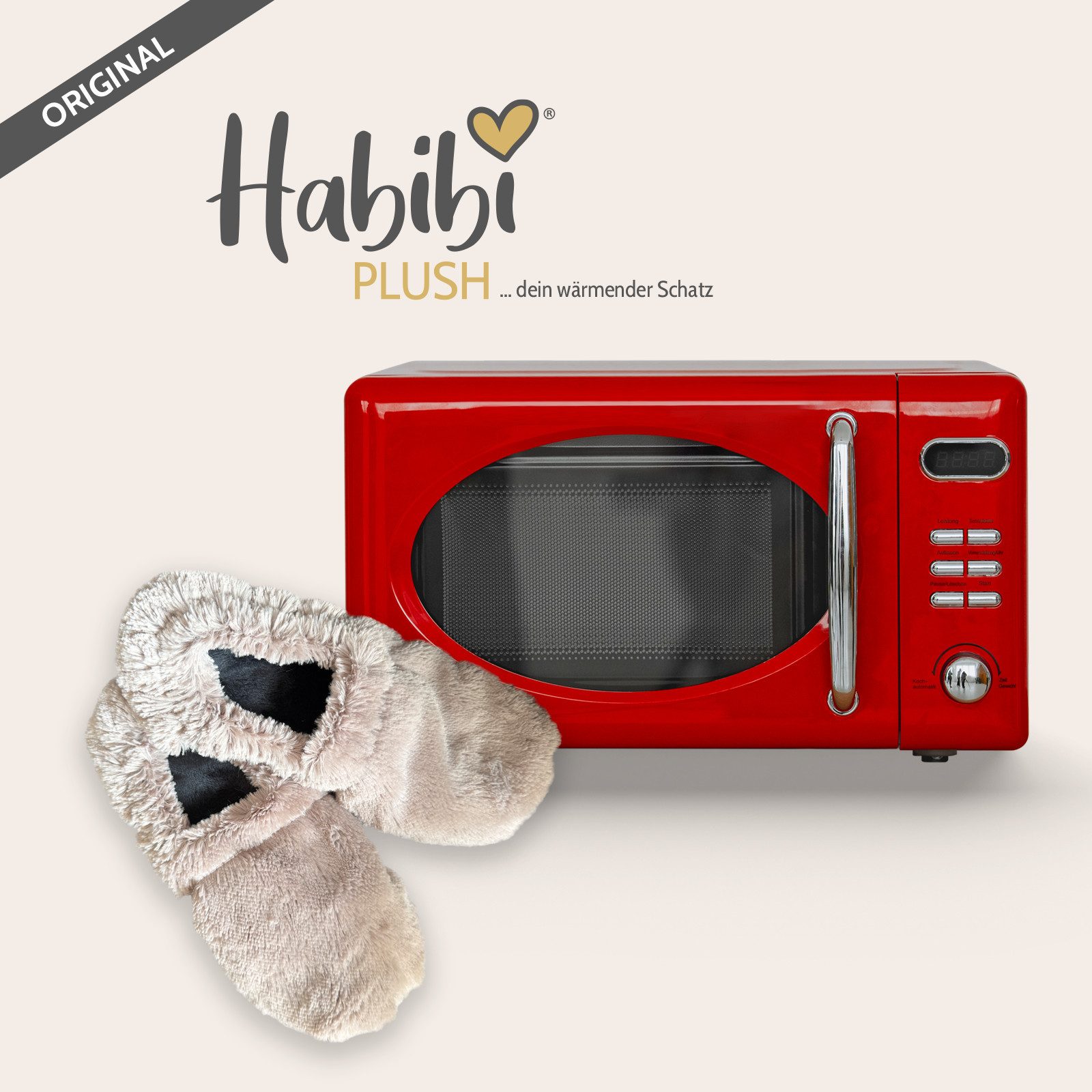Habibi Plush Wärmekissen Wärmeschuhe, Slipper grau Größe M für Mikrowelle/Ofen, (1 Paar Wärme-Hausschuhe)